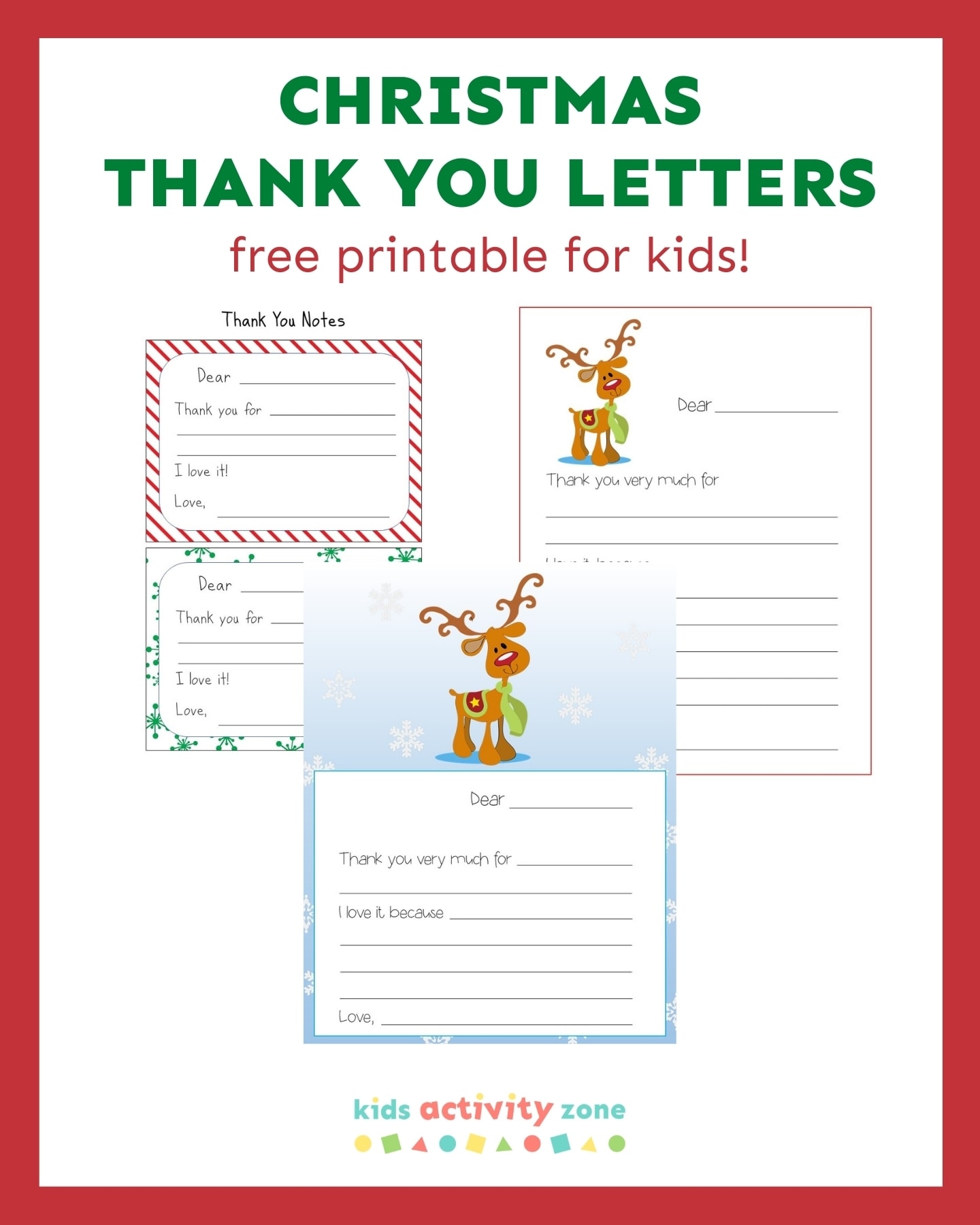 Christmas Thank You Cards For Kids Kids Activity Zone