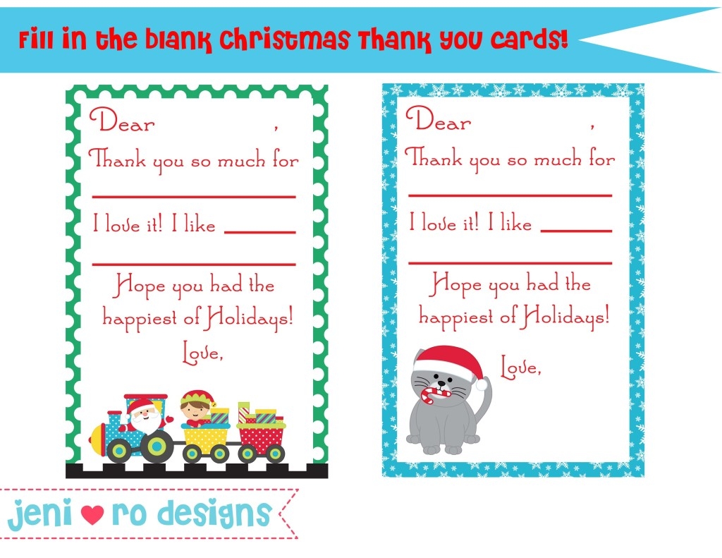 Blank Printable Thank You Cards Christmas Edition