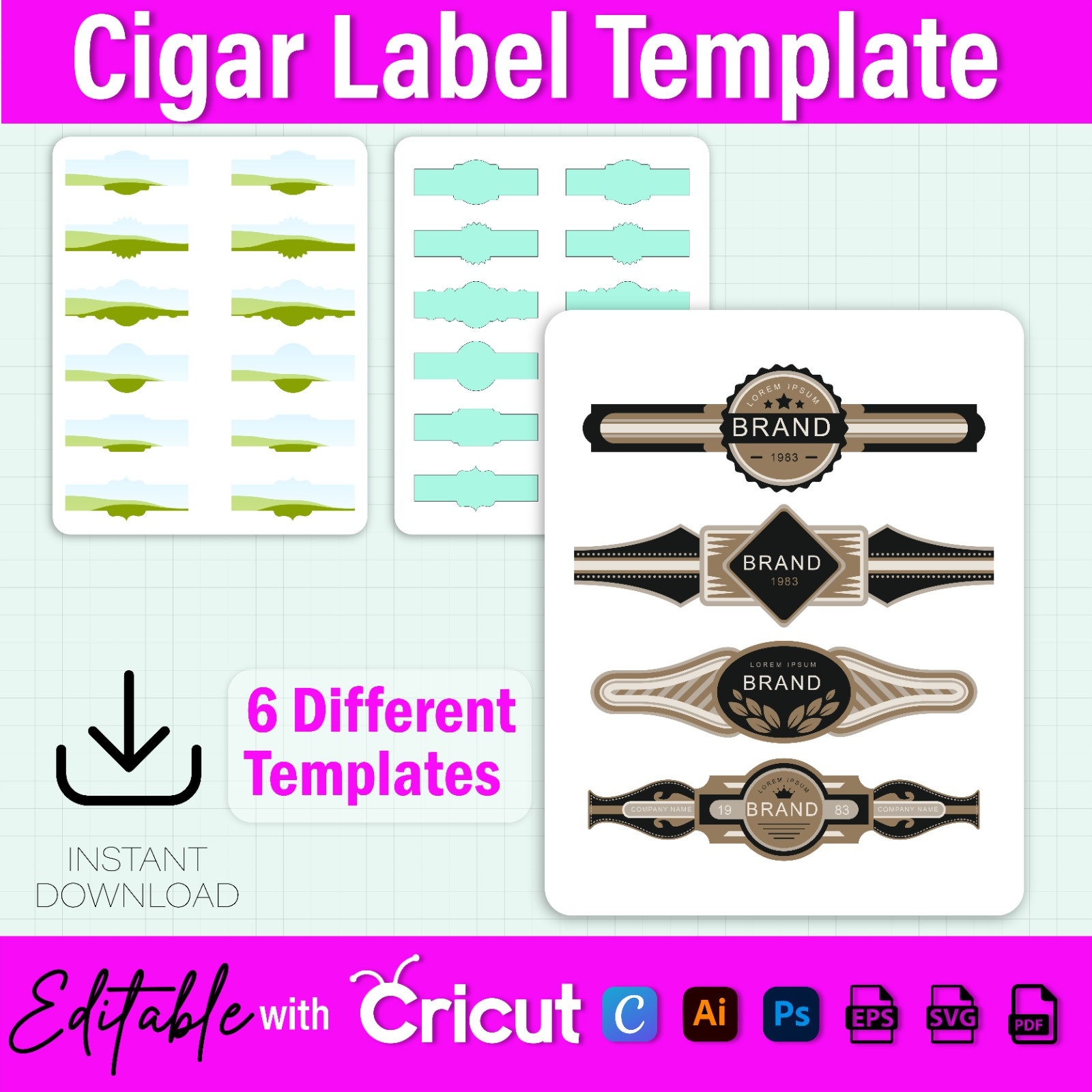 Cigar Label Template Bundle Cigar Label Svg Cigar Sticker Template Cigar Wrapper Template Cigarette Sticker Template Custom Cigar Bands Etsy