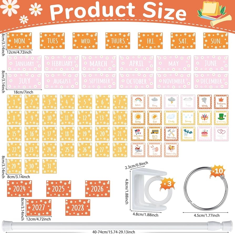 Classroom Flip Calendar Daily Flip Calendar Cards Pocket Chart Editable Groovy Classroom Door Decor Class Calendar
