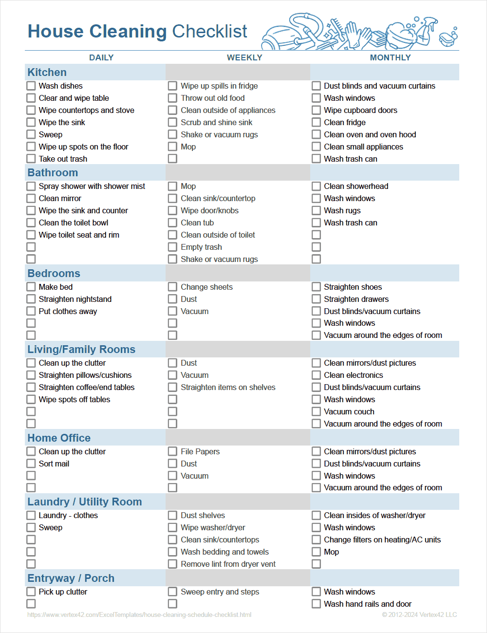 Clean House Chores Editable Printable