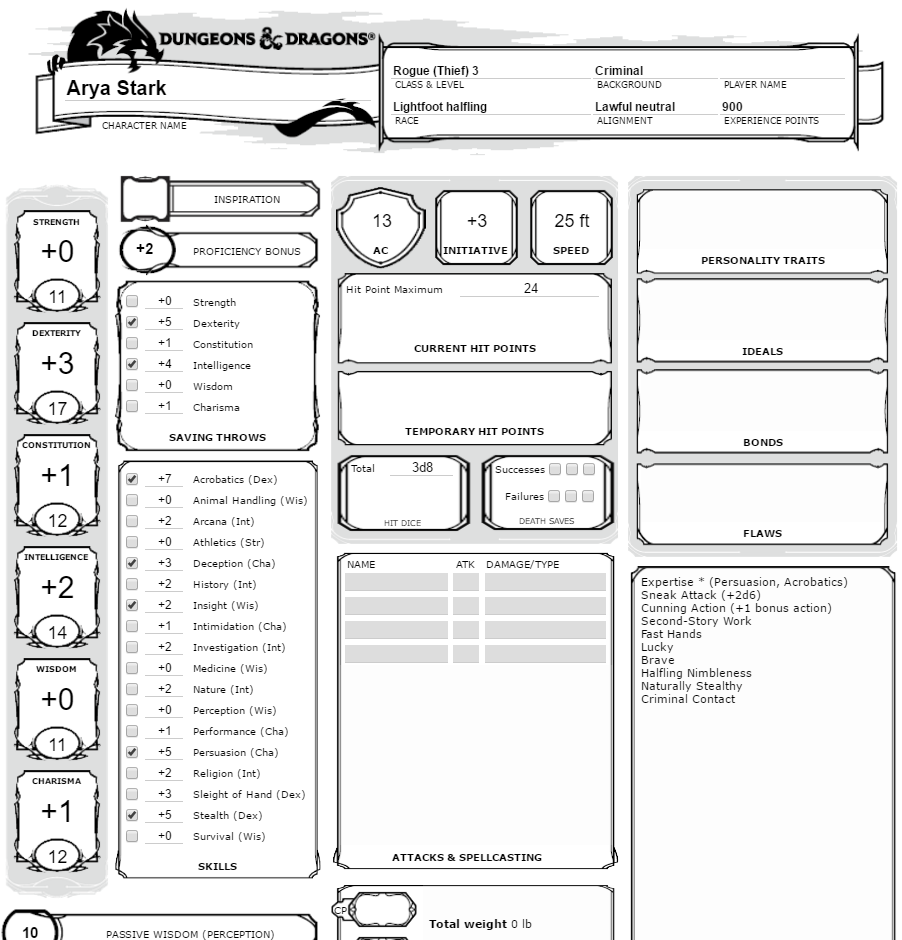 Current Standard Character Sheet D D 5th Edition ADnD Downloads