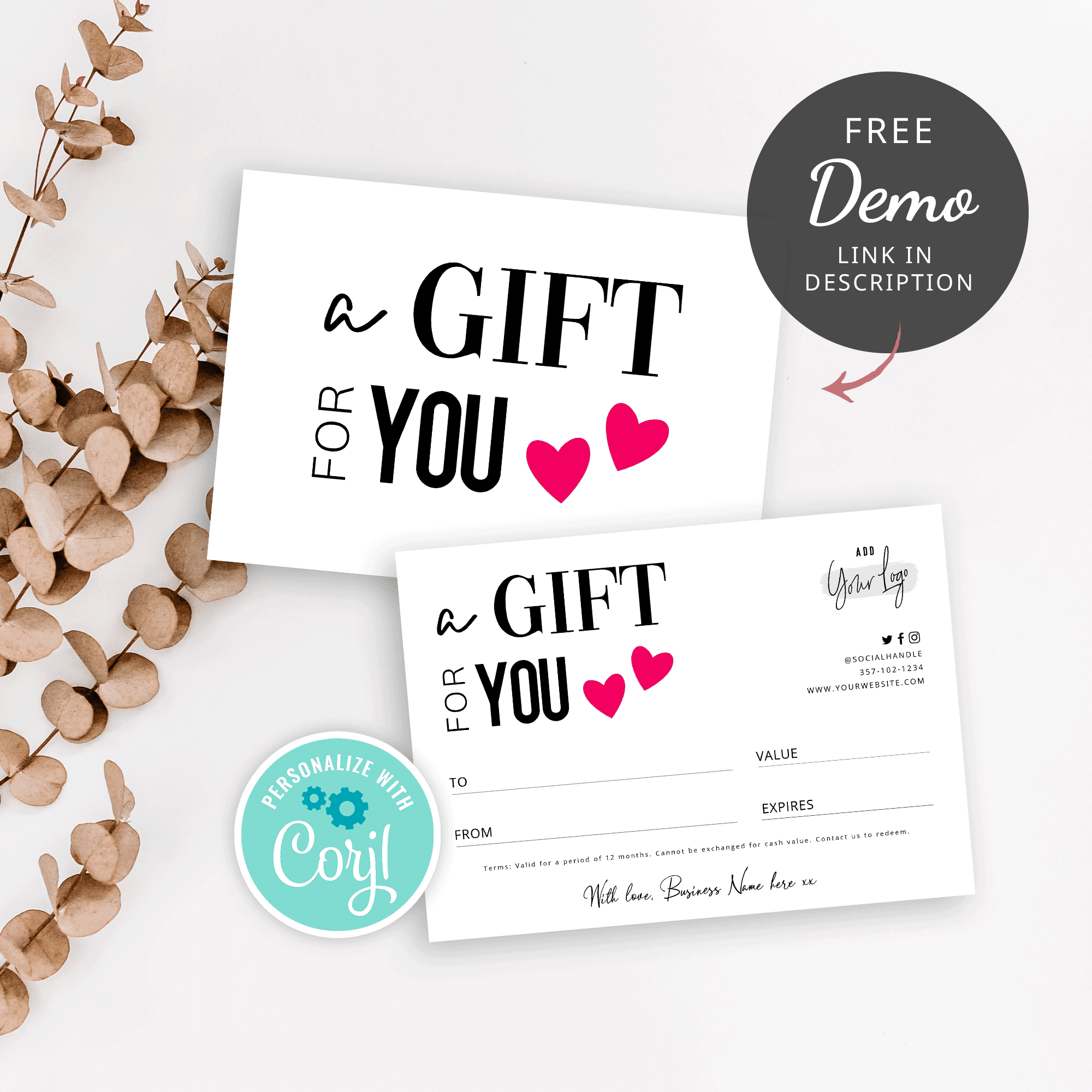 Custom Gift Certificate Template Printable DIY Gift Voucher Design