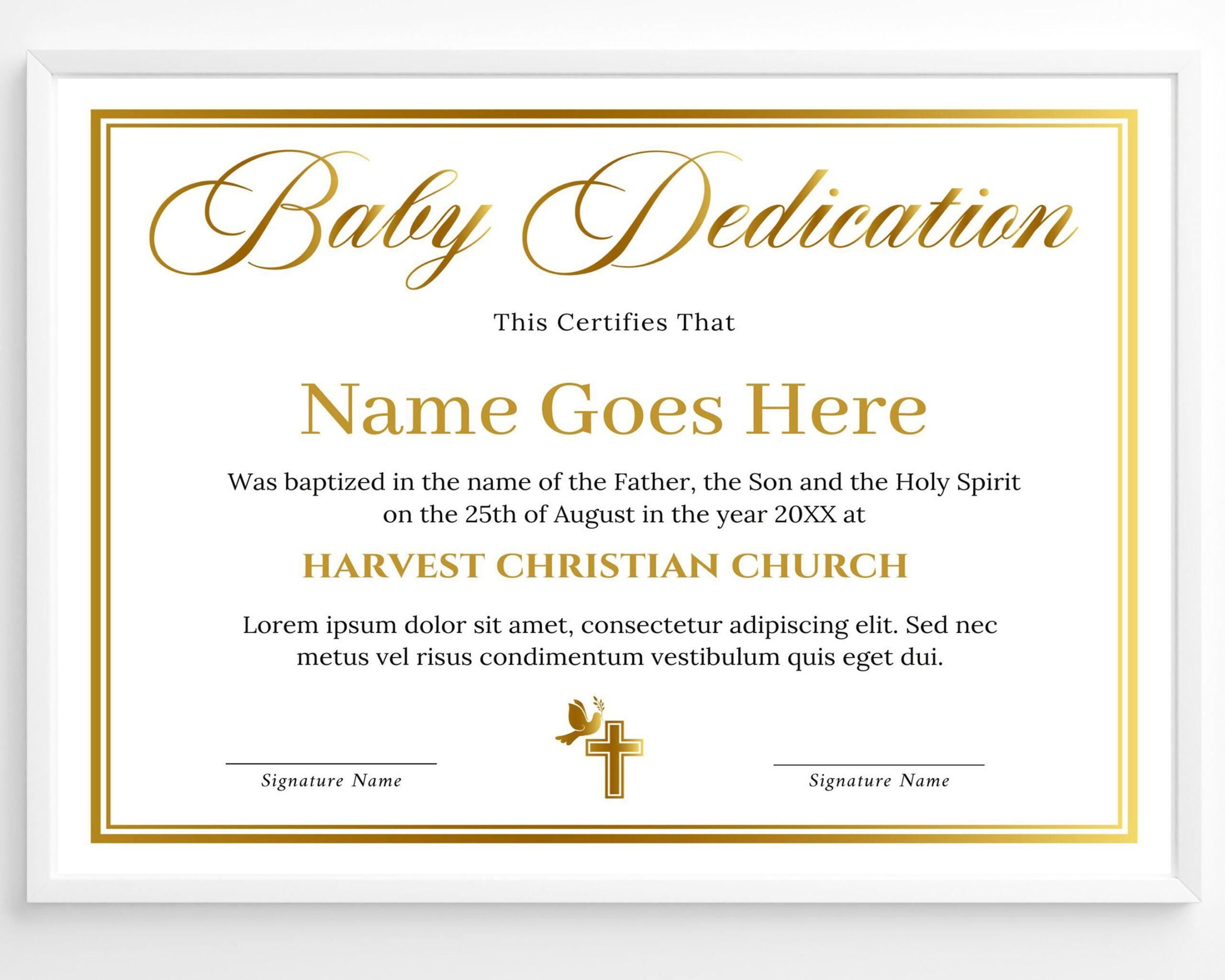 Customizable Baby Dedication Certificate Template Printable Baptism Certificate Etsy
