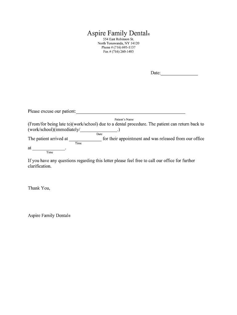 Dentist Note For Work Fill Out Sign Online DocHub