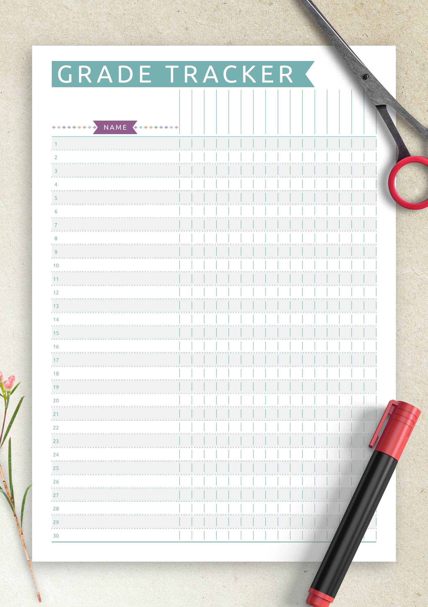 Free Printable Gradebook Editable
