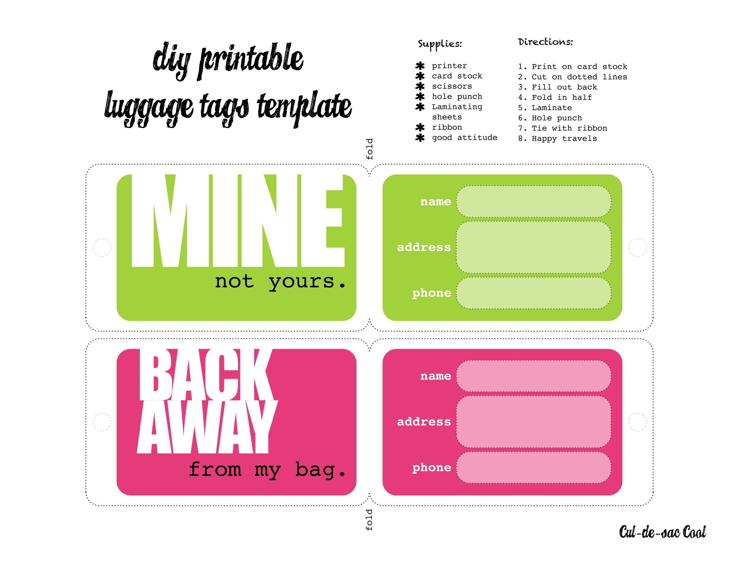 Free Editable Printable Luggage Tags