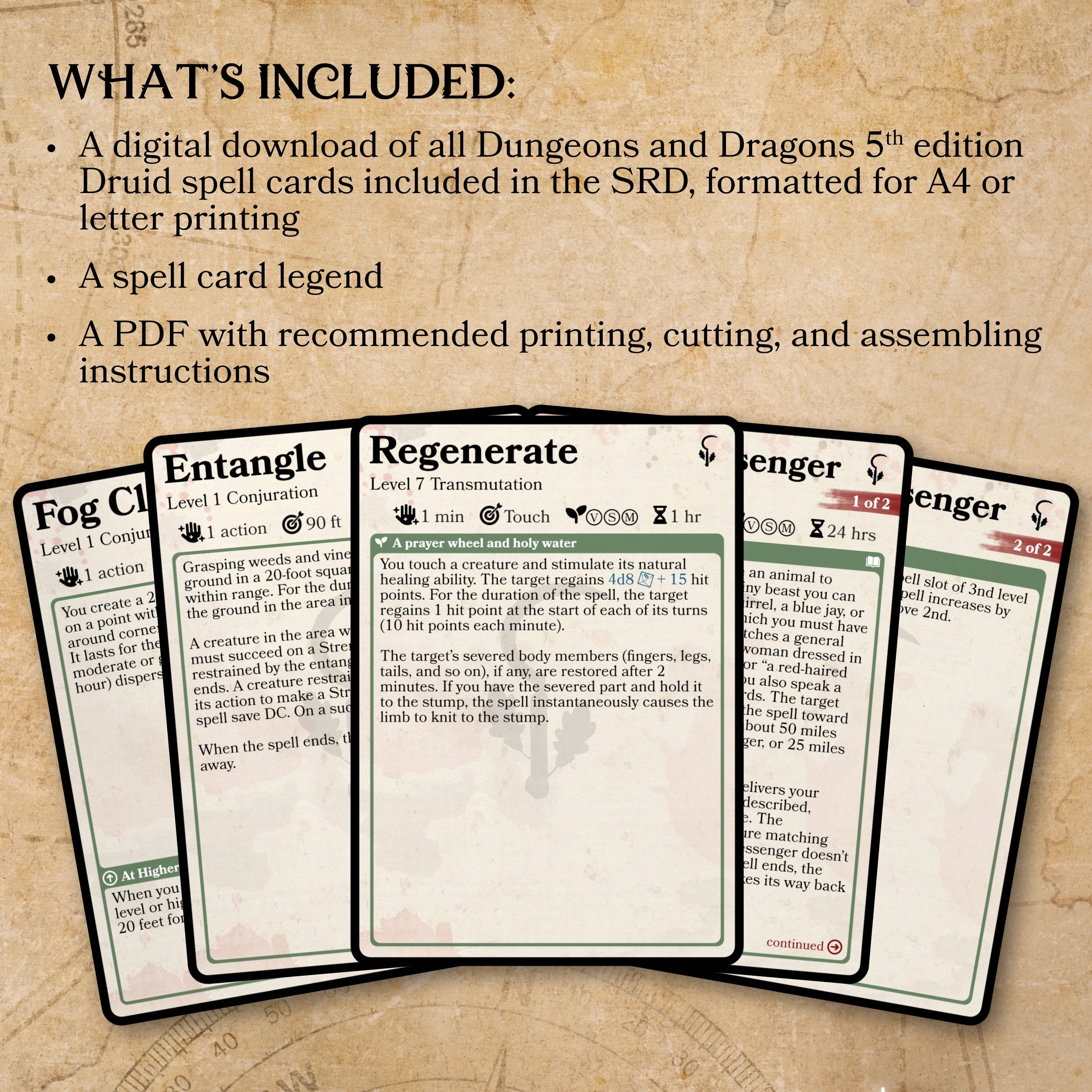 Dnd 5e Druid Spell Card Pack Digital Download D D Spell Cards Dnd Magic Spell Cards Dnd Present Dnd Christmas Gift Etsy