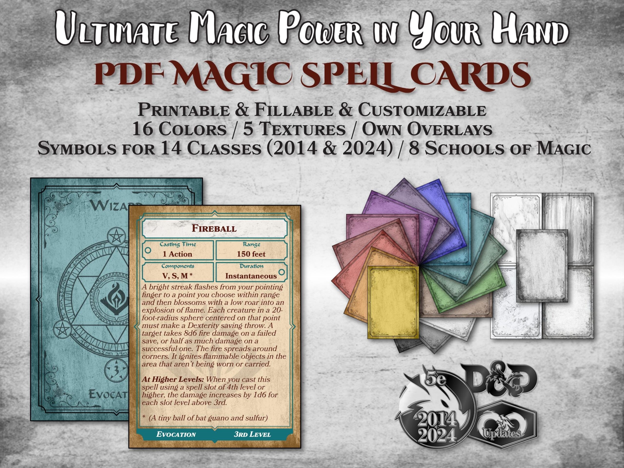 Dnd Spell Cards PDF Fillable For Every Class Customizable Printable Accessory Dungeon Master Gift Dungeons And Dragons D D 5e Etsy