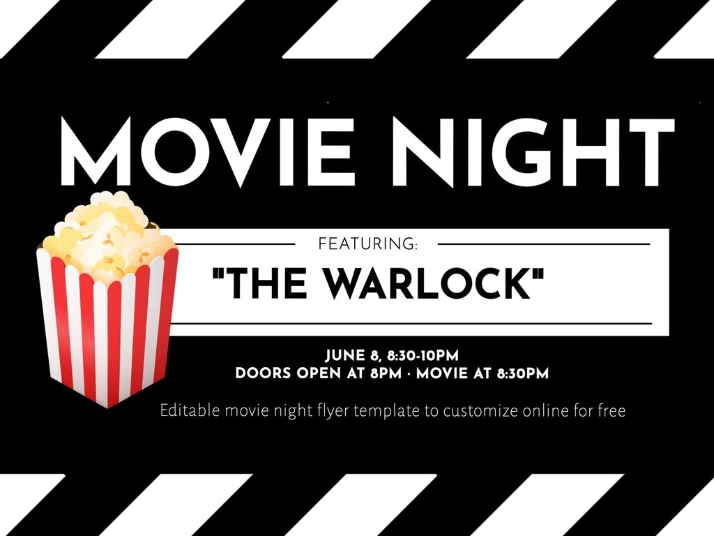 Drive in And Movie Night Custom Free Templates