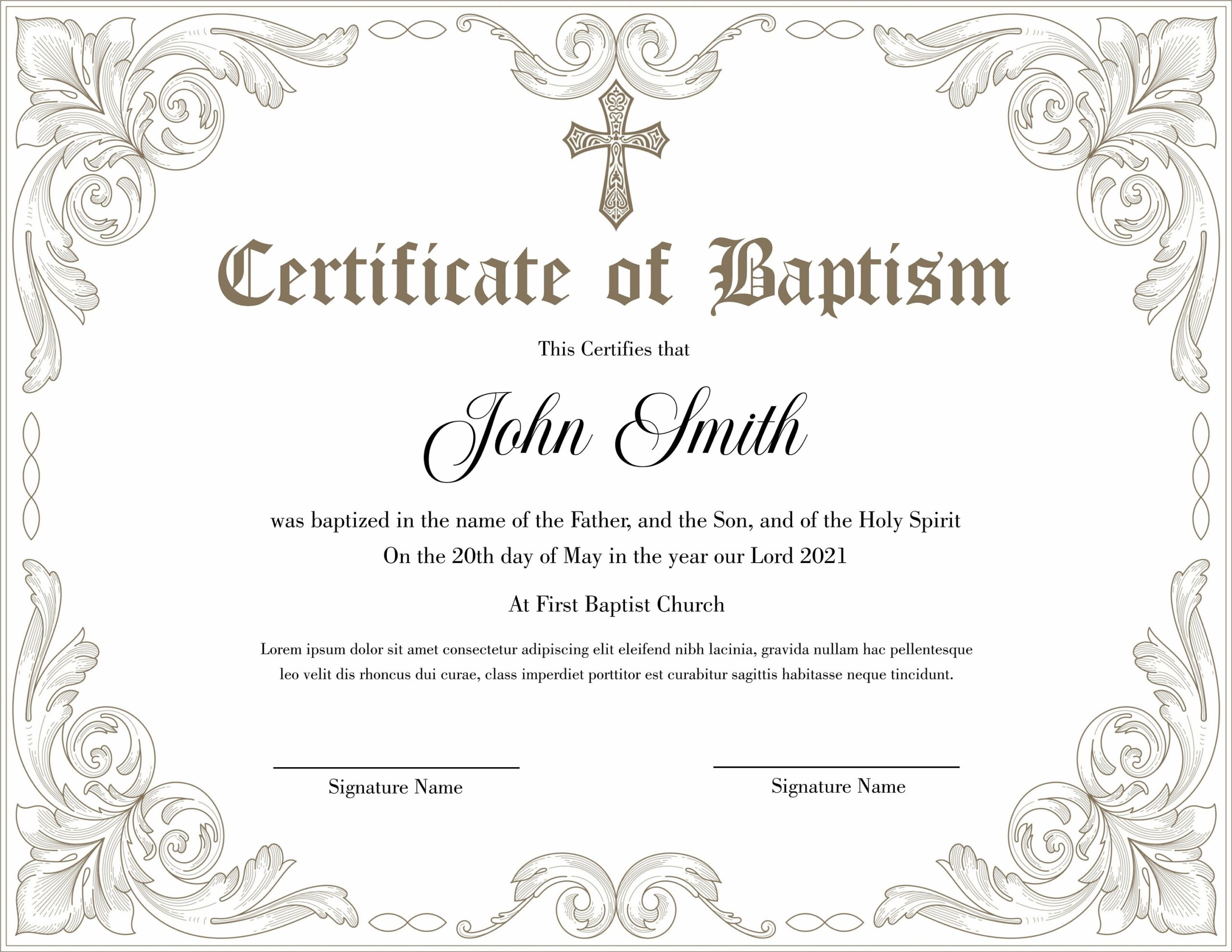Editable Baptism Certificate Template Printable Certificate Of Baptism Etsy