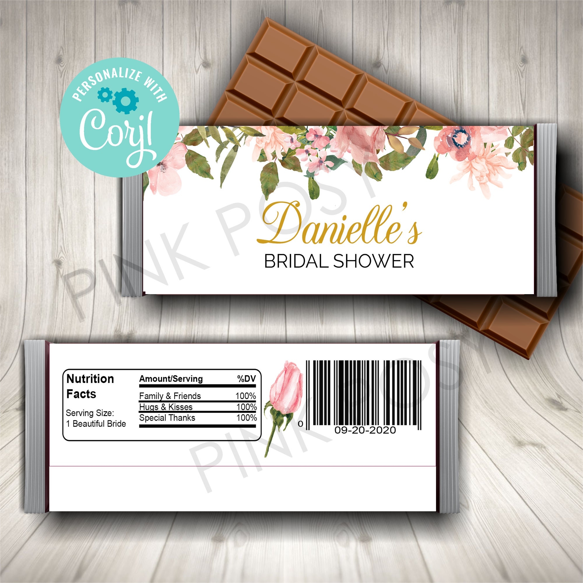 Free Printable And Editable Templates For Mini Candy Bar Wrappers For A Bridal Shower
