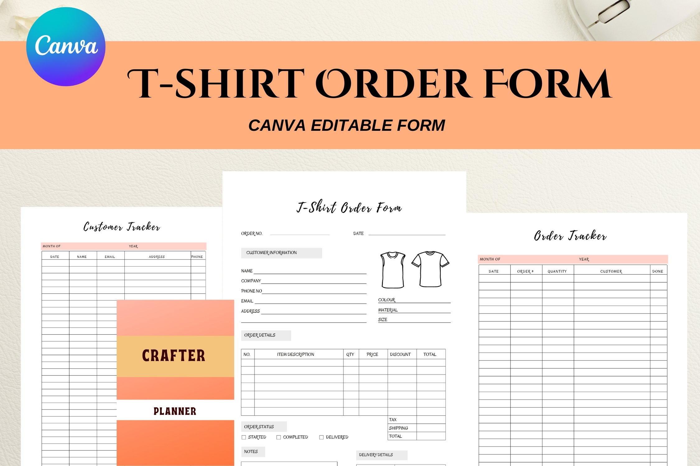 Editable Canva T Shirt Order Form Printable For Crafters