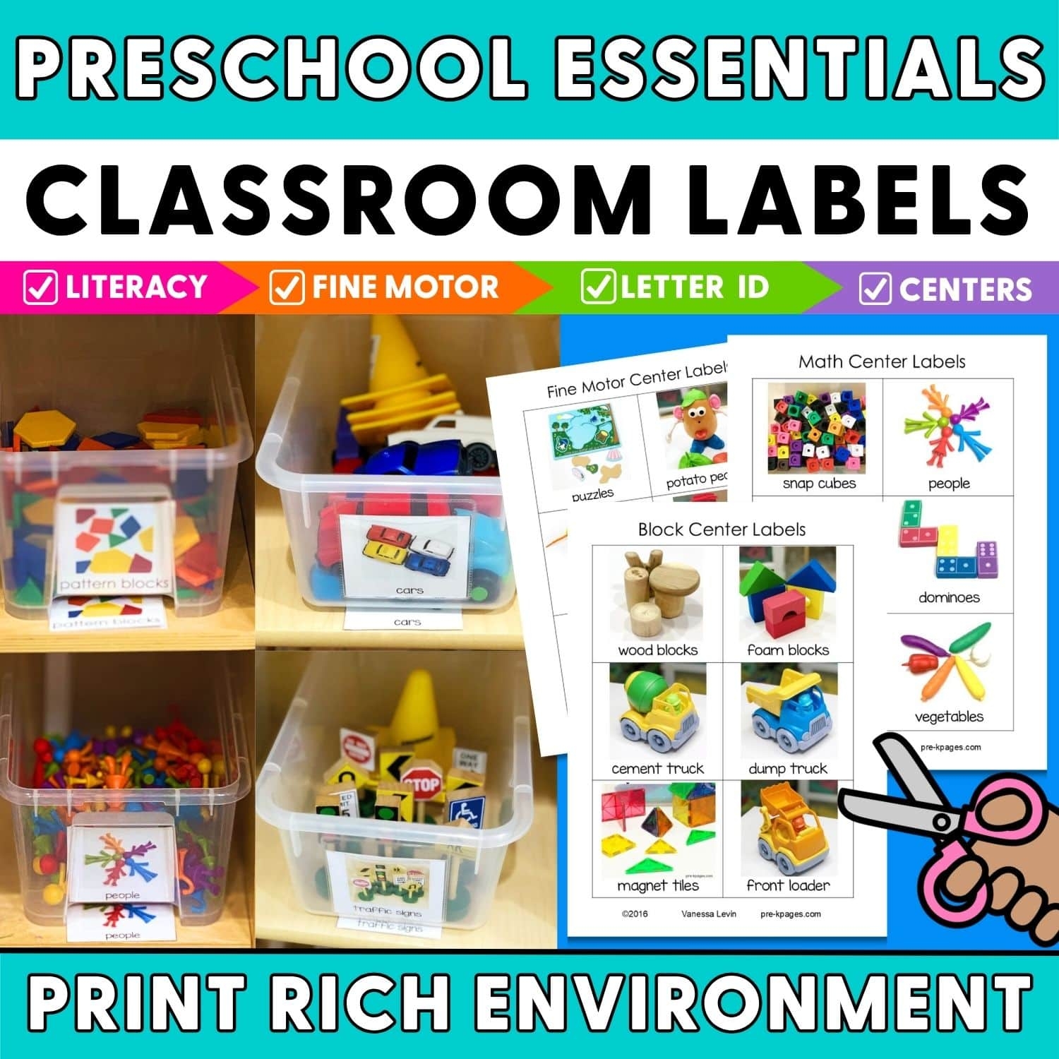 Editable Center Labels With Real Photos For Preschool Pre K Pages