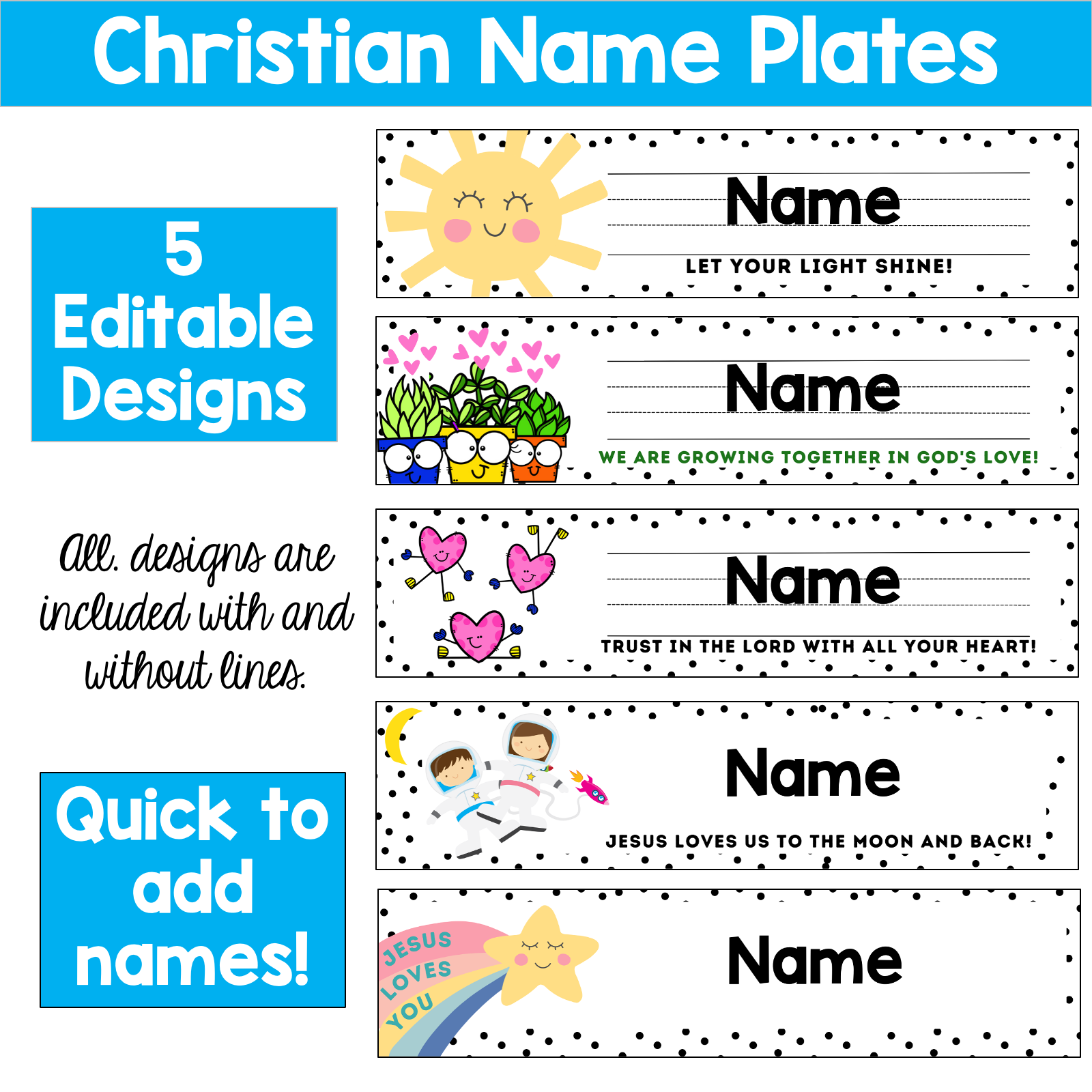 Editable Christian Desk Tags Made By Teachers