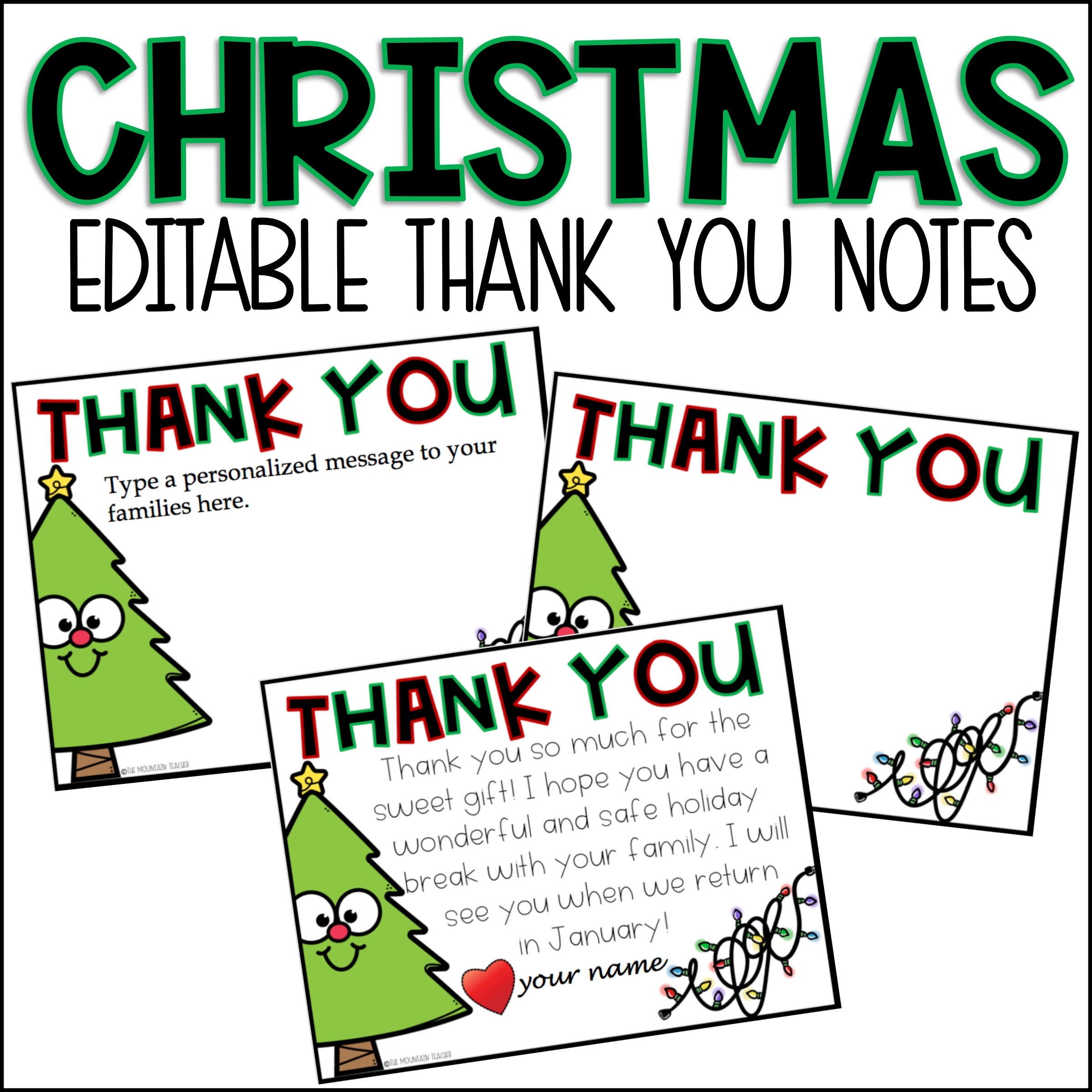 Printable Thank You Cards Christmas Edition