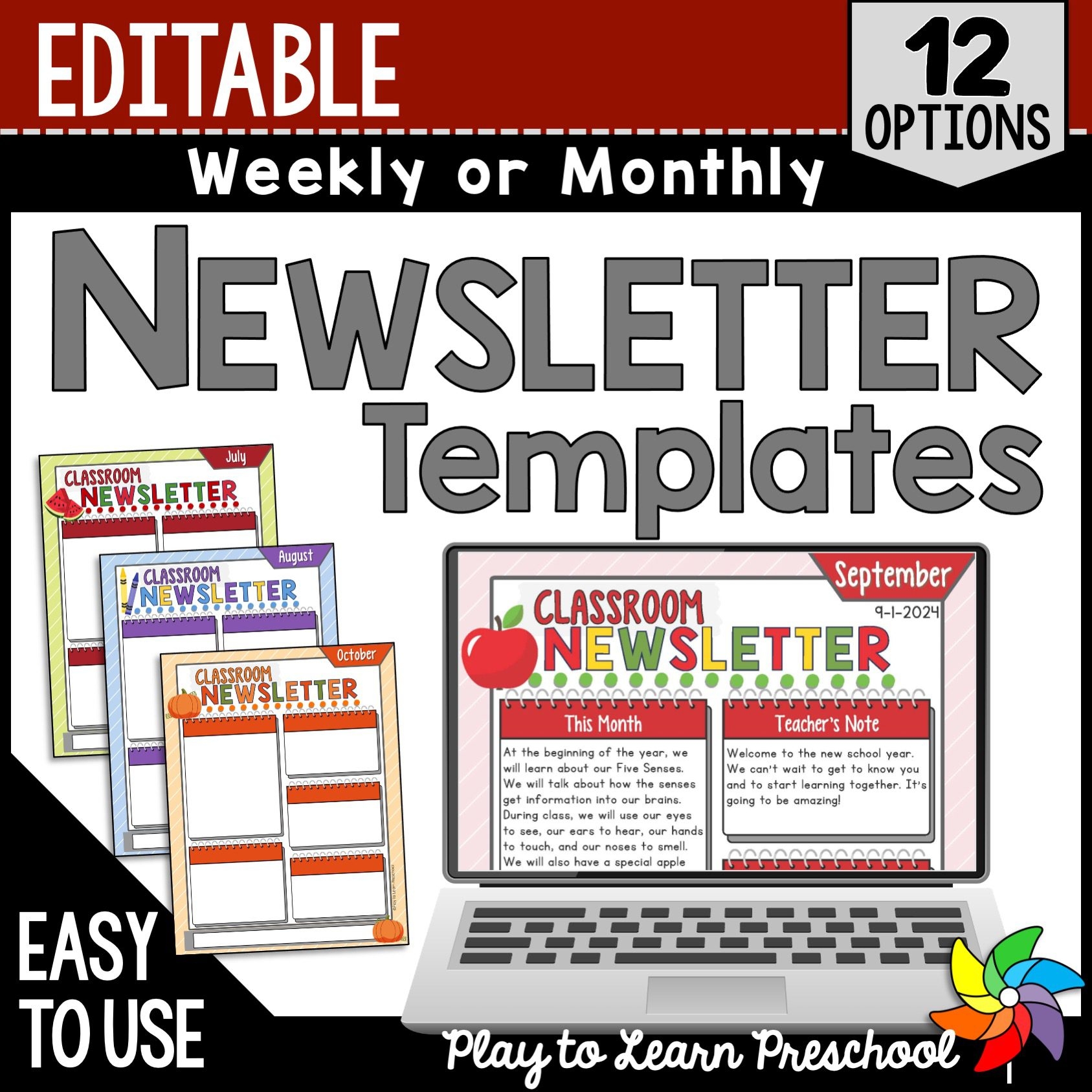 Monthly Free Printable Editable Newsletters