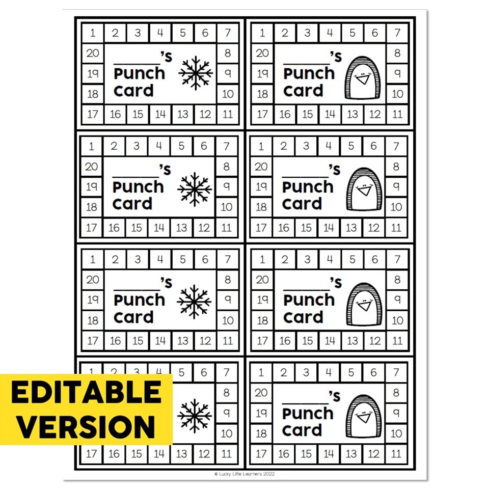 Editable Classroom Setup Back To School Resources Behavior Punch Cards Lucky Little Learners
