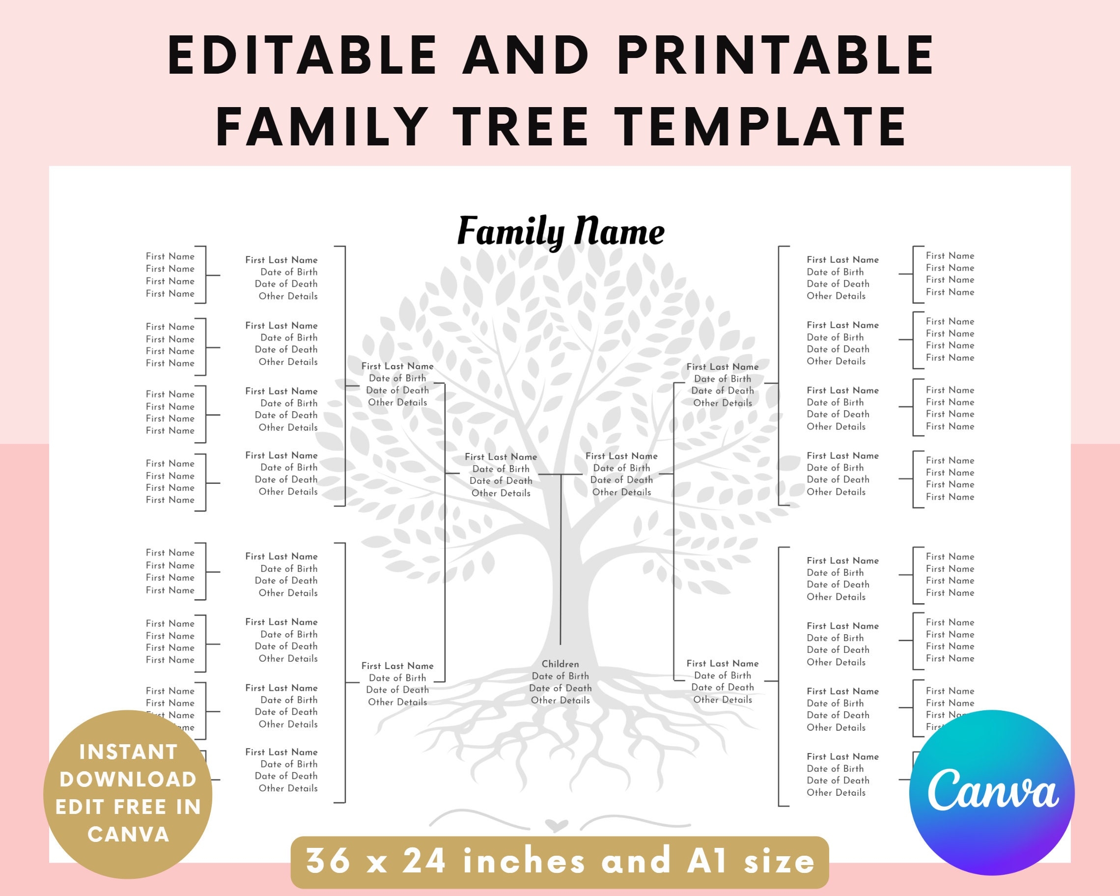 Printable Free Editable Family Tree Chart