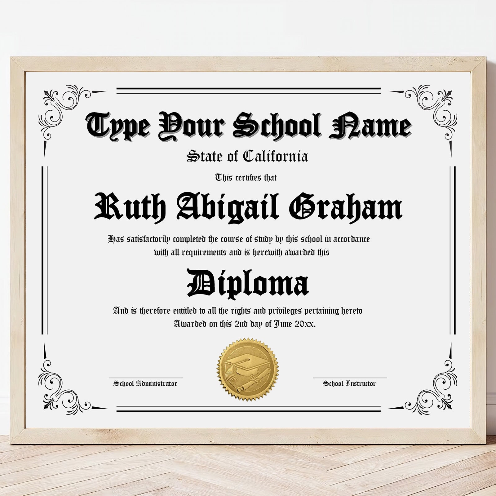 Editable High School Diploma Printable Homeschool Diploma Template Certificate Template Keepsake Custom GED Diploma Etsy