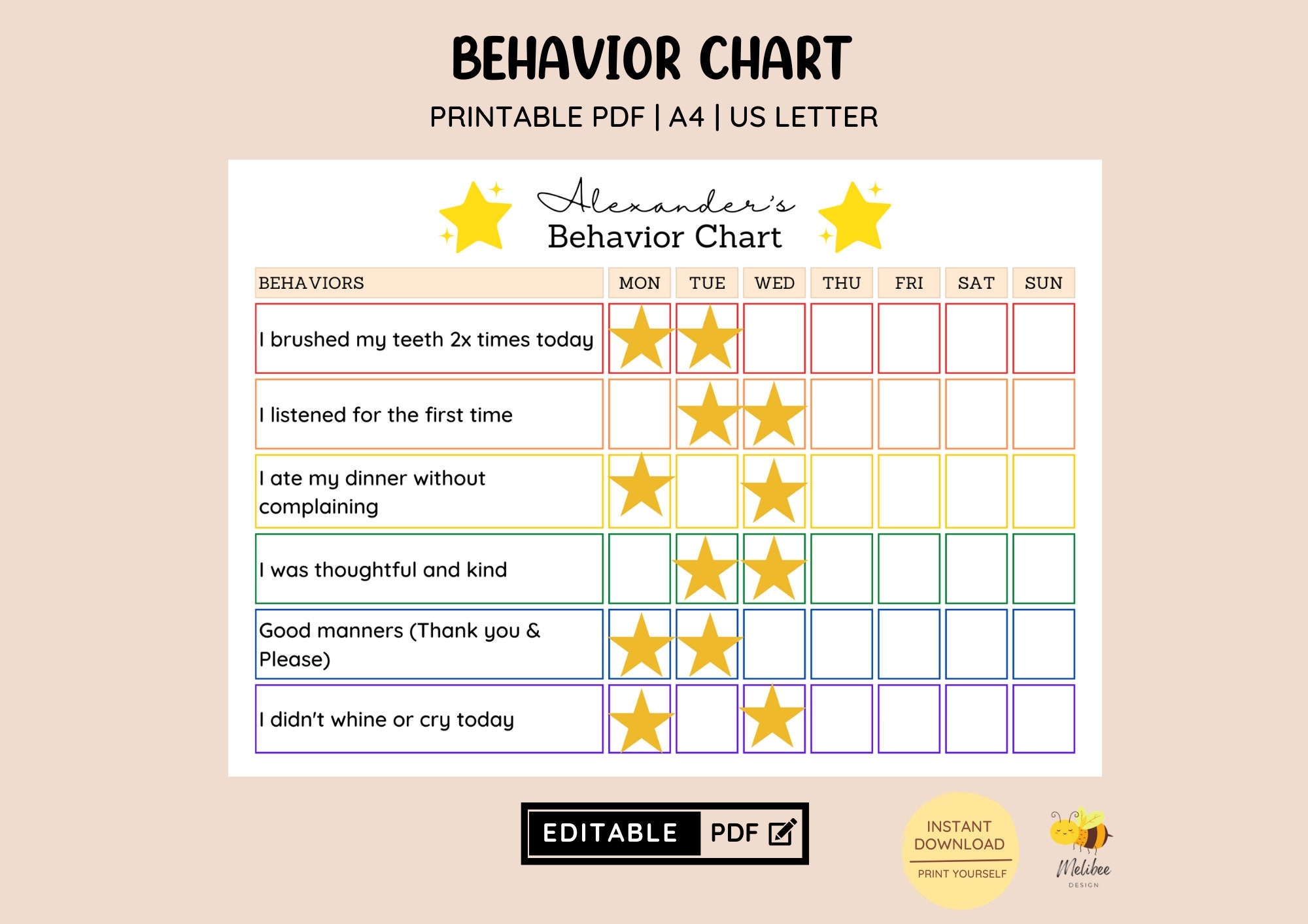Printable And Editable Child Care Behavior Charts To Download