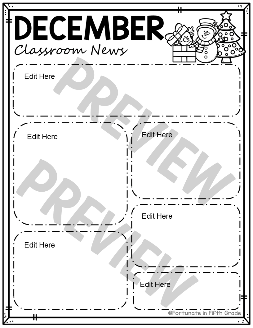 Editable Monthly Newsletter DECEMBER Made By Teachers
