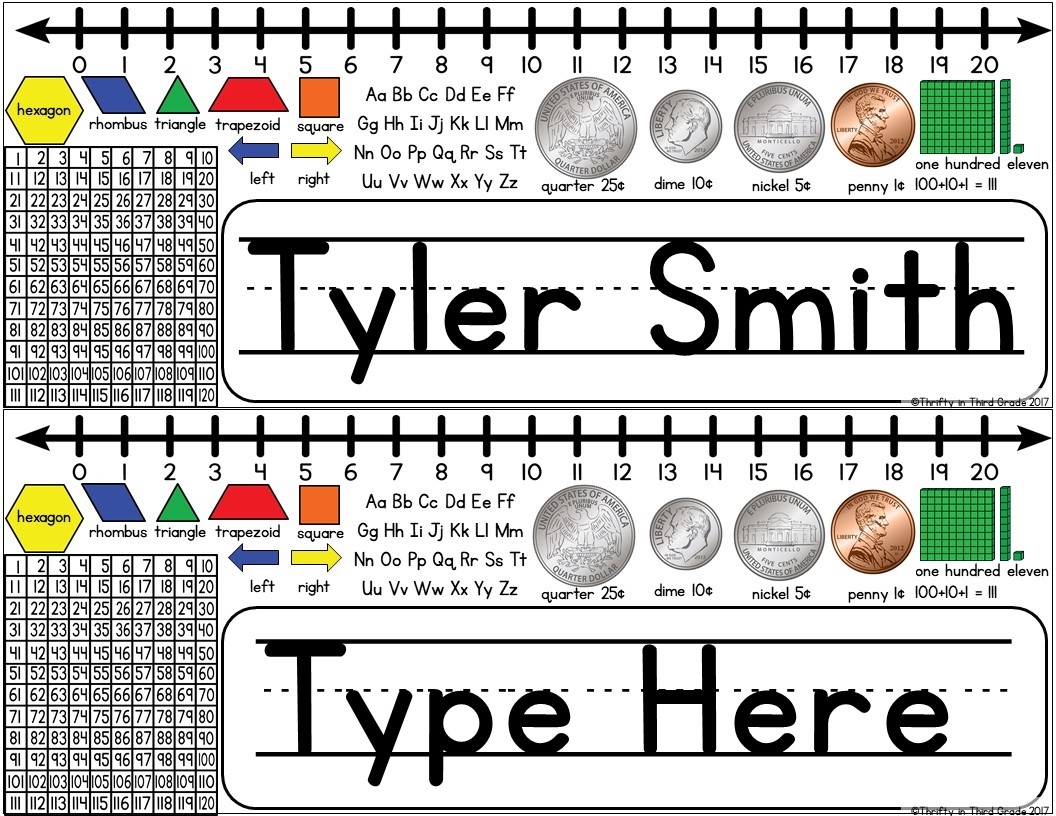 Editable Name Tags Primary Name Plates Desk Plates Thrifty In Third Grade