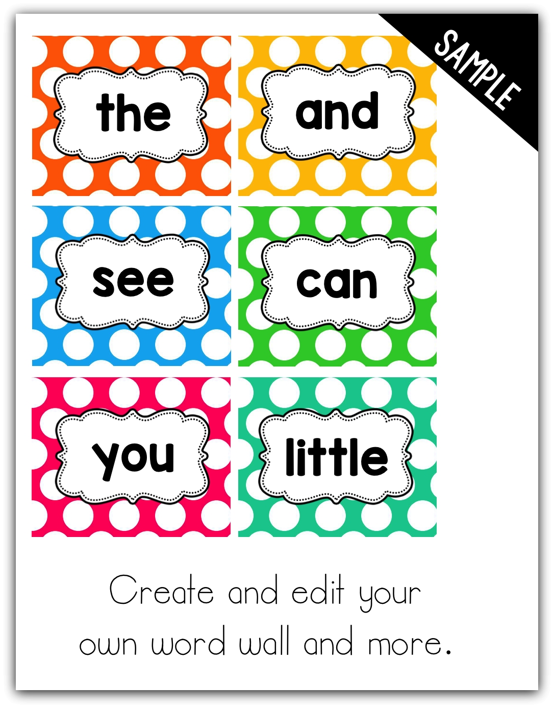 Editable Polka Dot Labels 