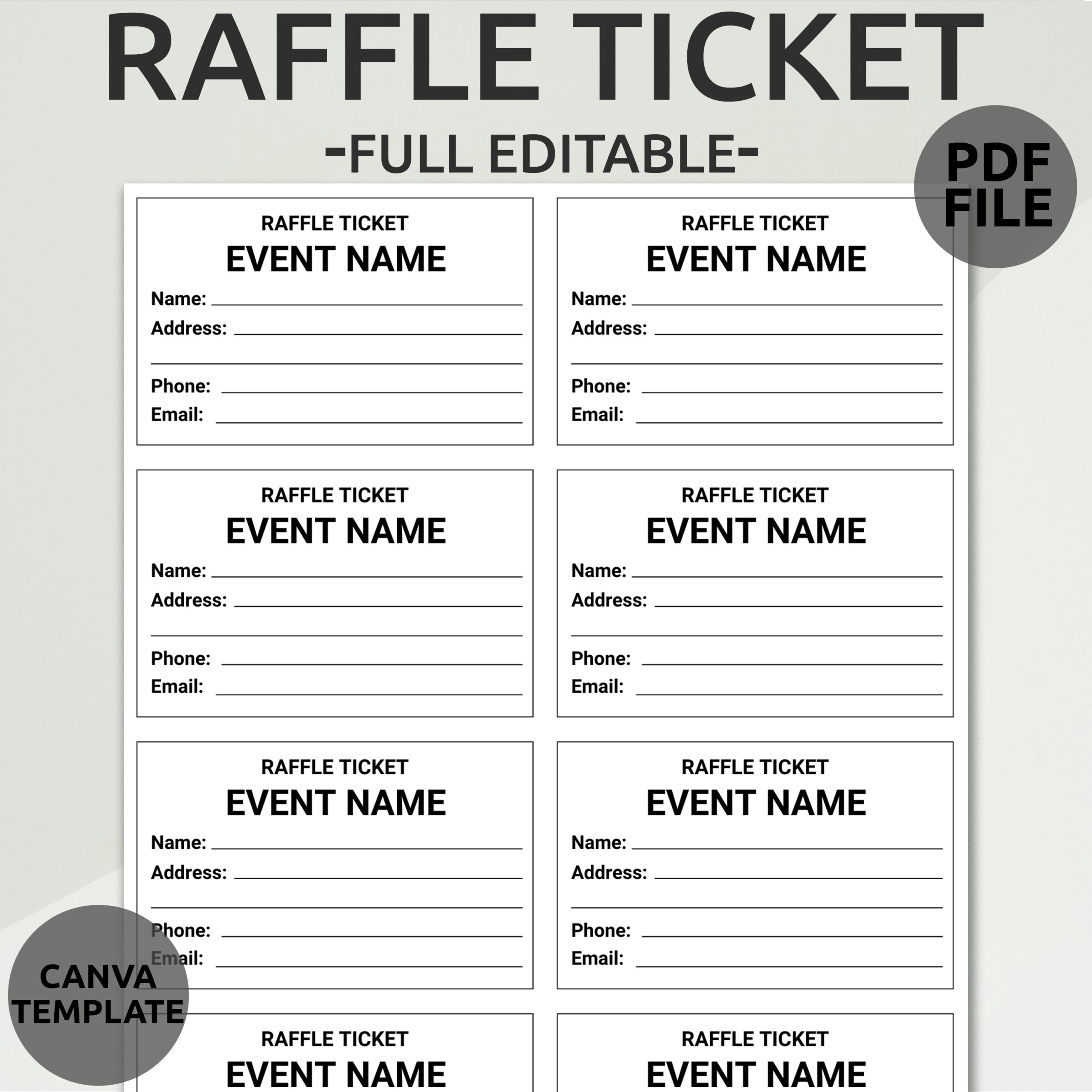 Editable Raffle Ticket Template Printable Custom Design PDF Etsy