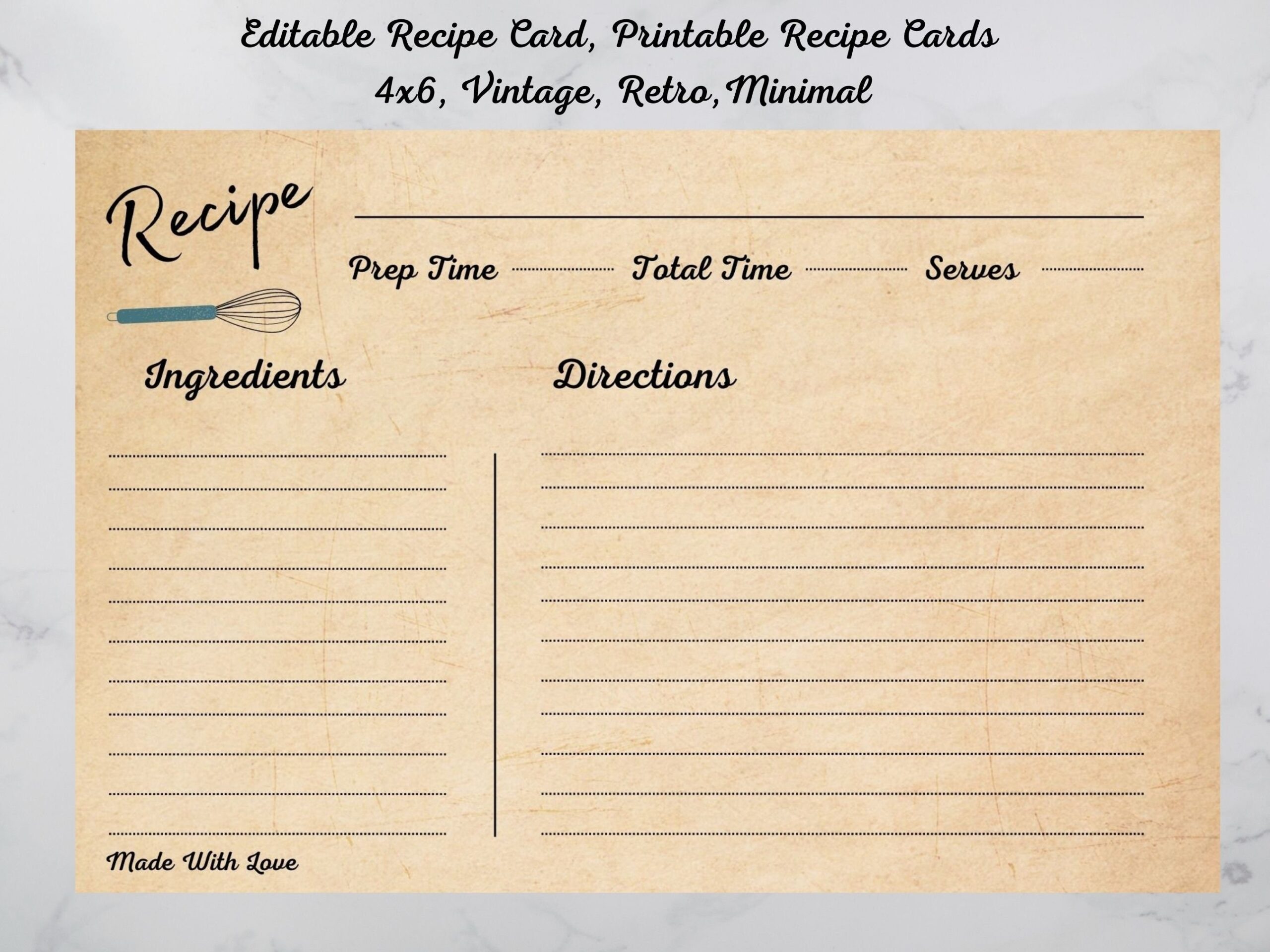 Editable Printable Recipe Cards