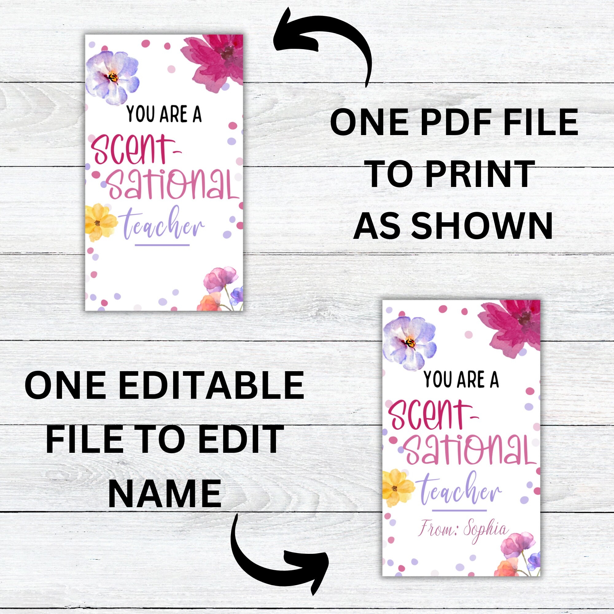 Editable Scent sational Teacher Gift Tag Teacher Appreciation Week End Of School Year printable Gift Tag Student Classroom Gift Etsy