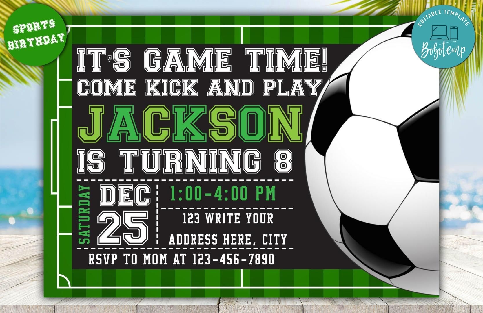 Soccer Invitations To Edit And Printable Free