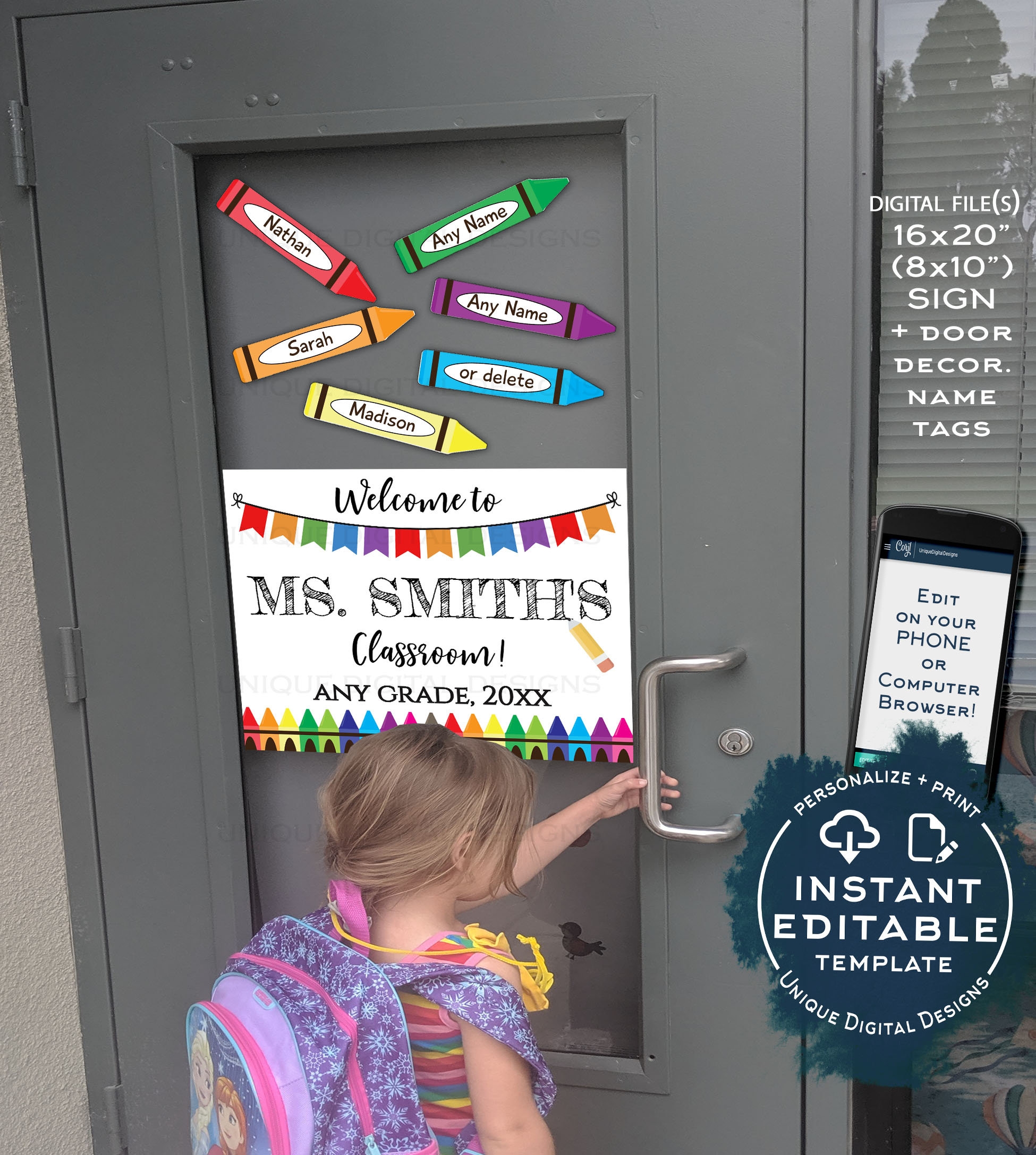 Editable Teacher Door Sign Reusable Teachers Classroom Decorations Welcome To First Day Of School Printable Template INSTANT ACCESS UTCR Etsy