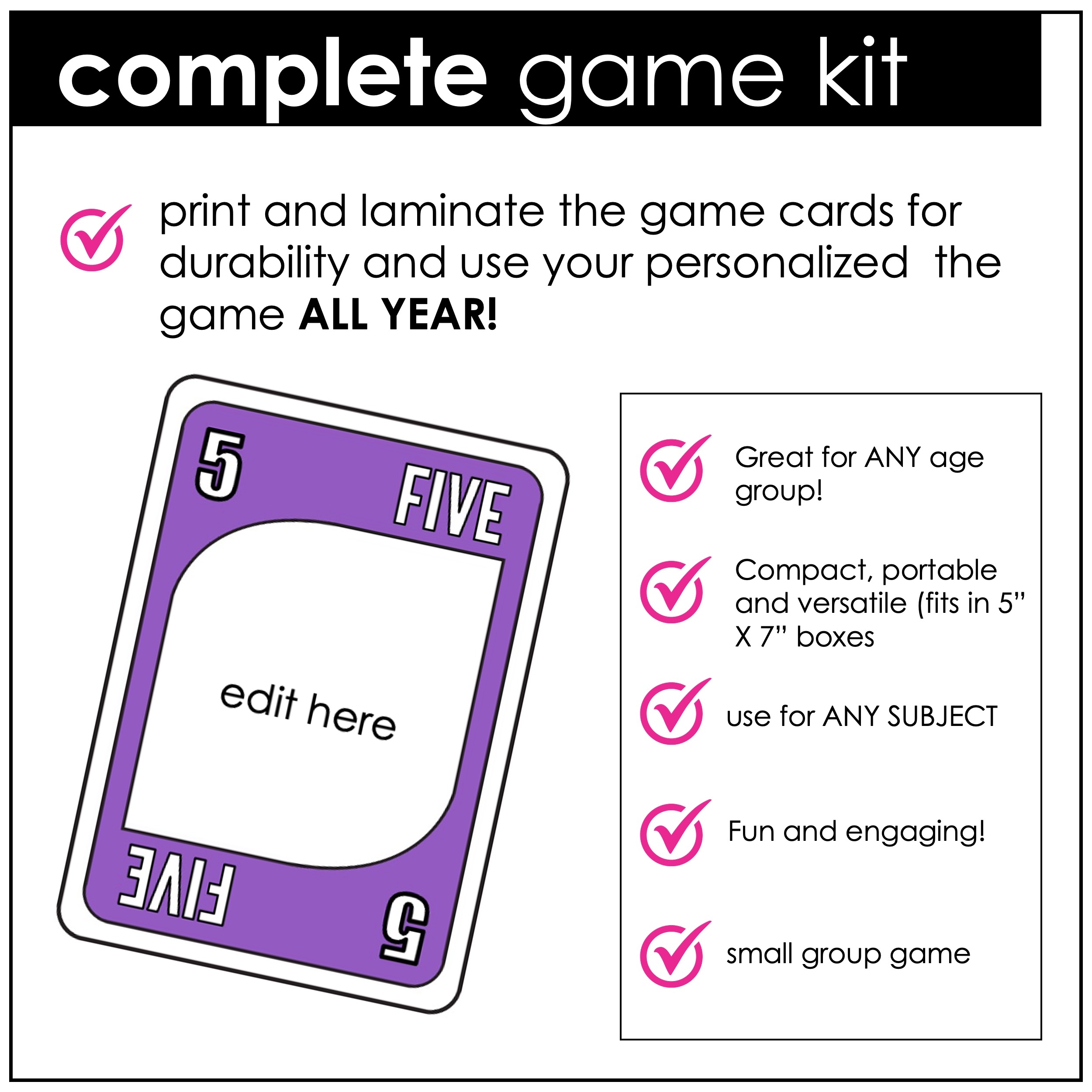 Editable Printable Game Cards