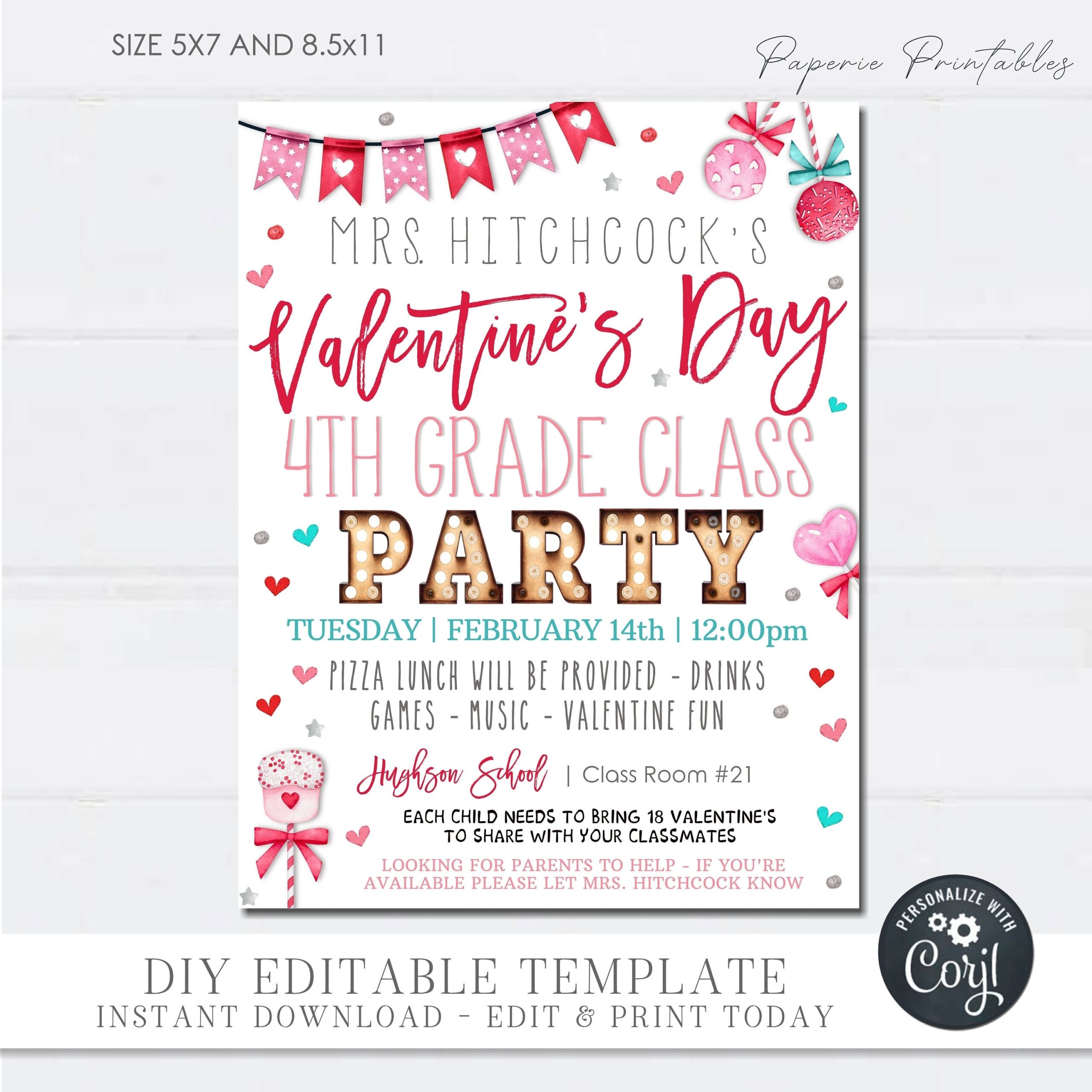 EDITABLE Valentine s Day Class Party Invitation Valentine s Day Party Class Party Invitation Valentines Day Party DIY With Cojrl VP18 Etsy