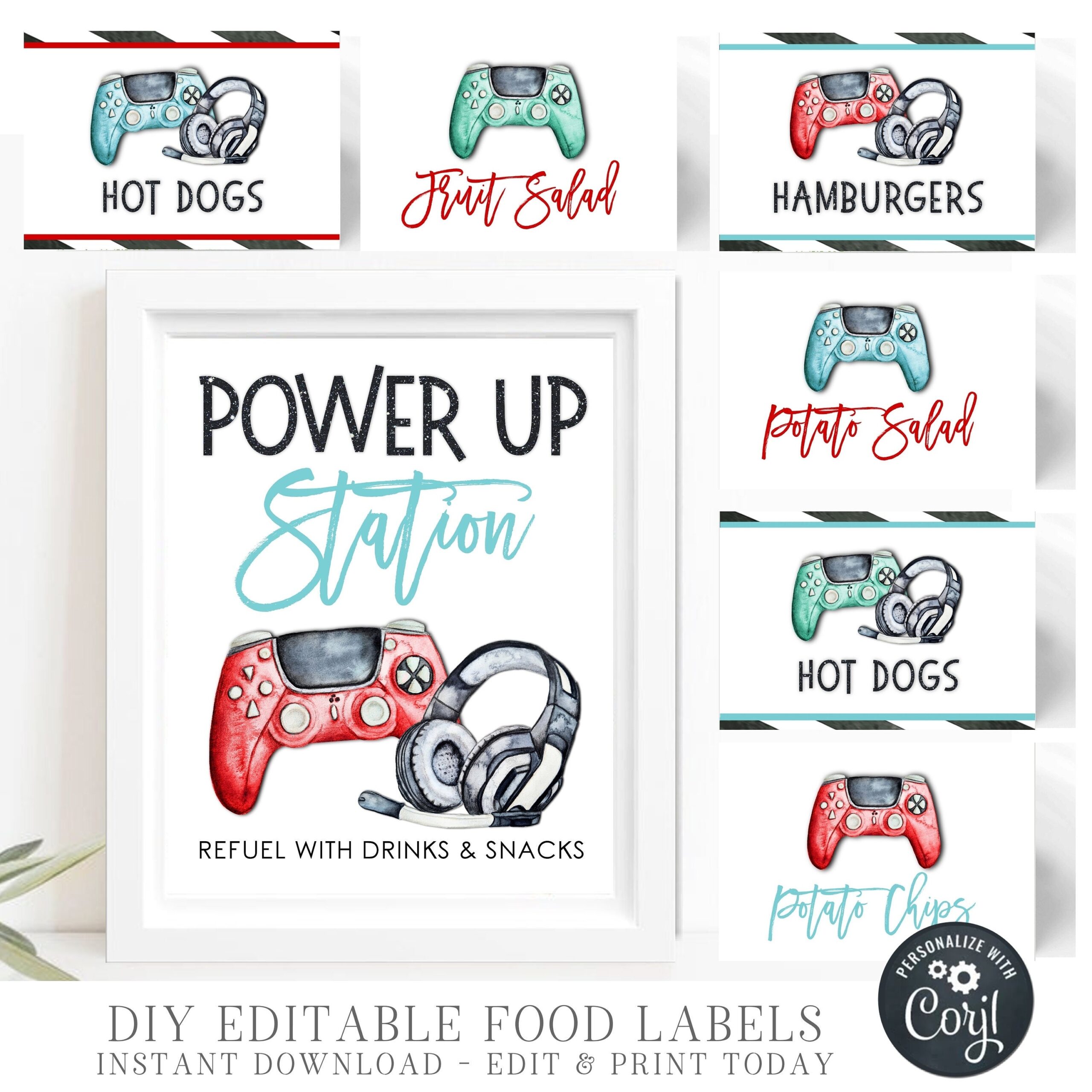 EDITABLE Video Game Party Food Label Tent Cards Video Game Label Template Gaming Food Labels Folded Label Editable Food Tents BP155 Etsy