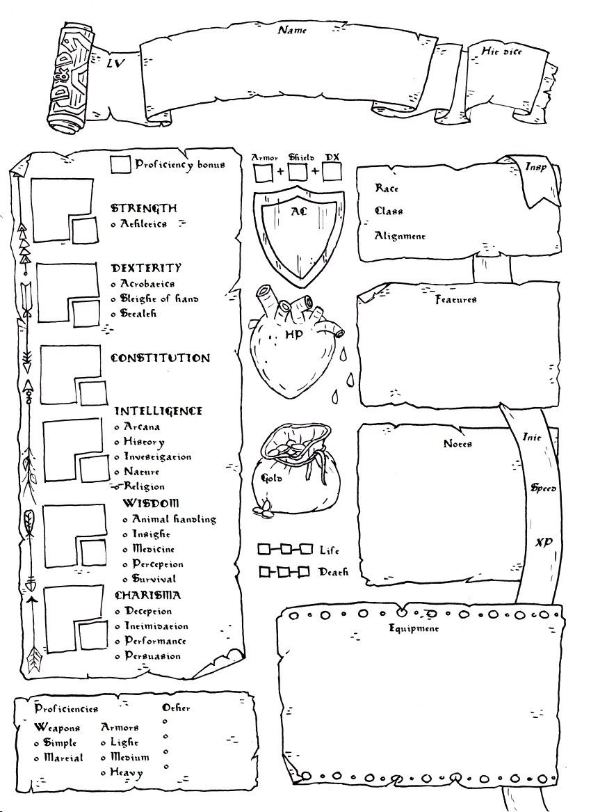 Epic DnD Adventures Start Here Printable Character Sheet 5e Compatible 
