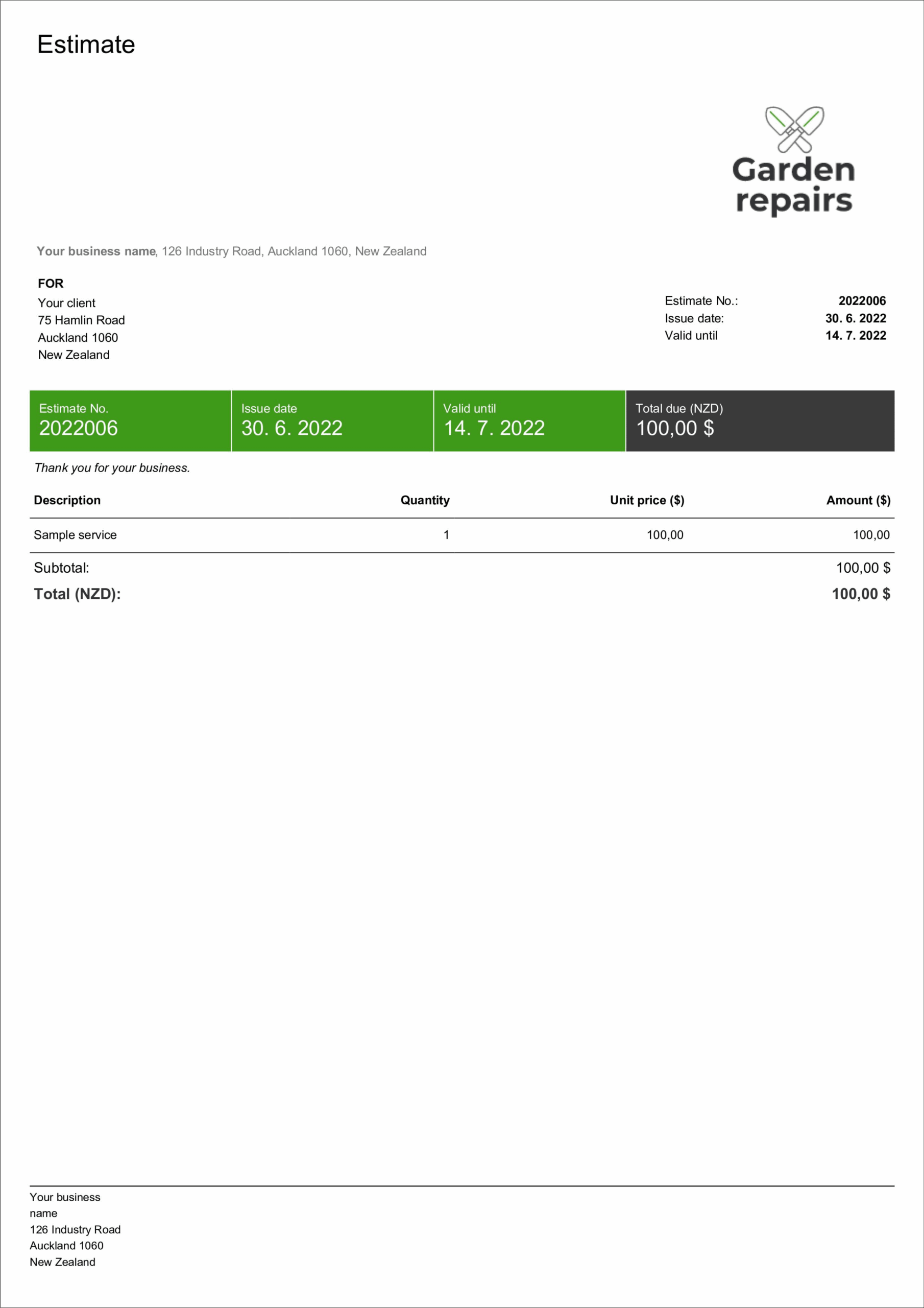 Estimate Templates Made Easy Free Editable Billdu