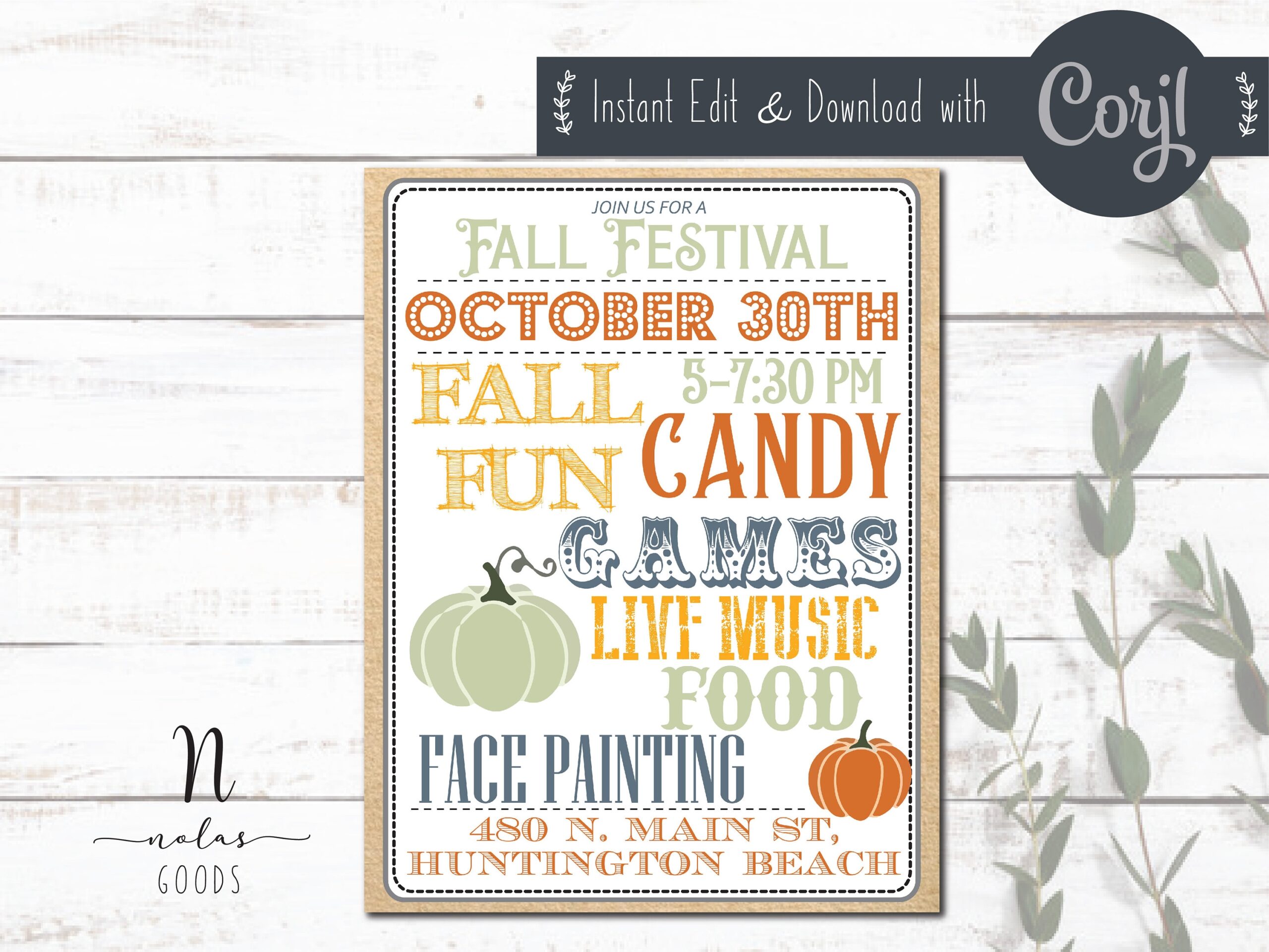 Fall Festival Flyer Digital Download School Carnival Invitation Printable Fall Festival Invite Template Fall Party Invitation Design Etsy