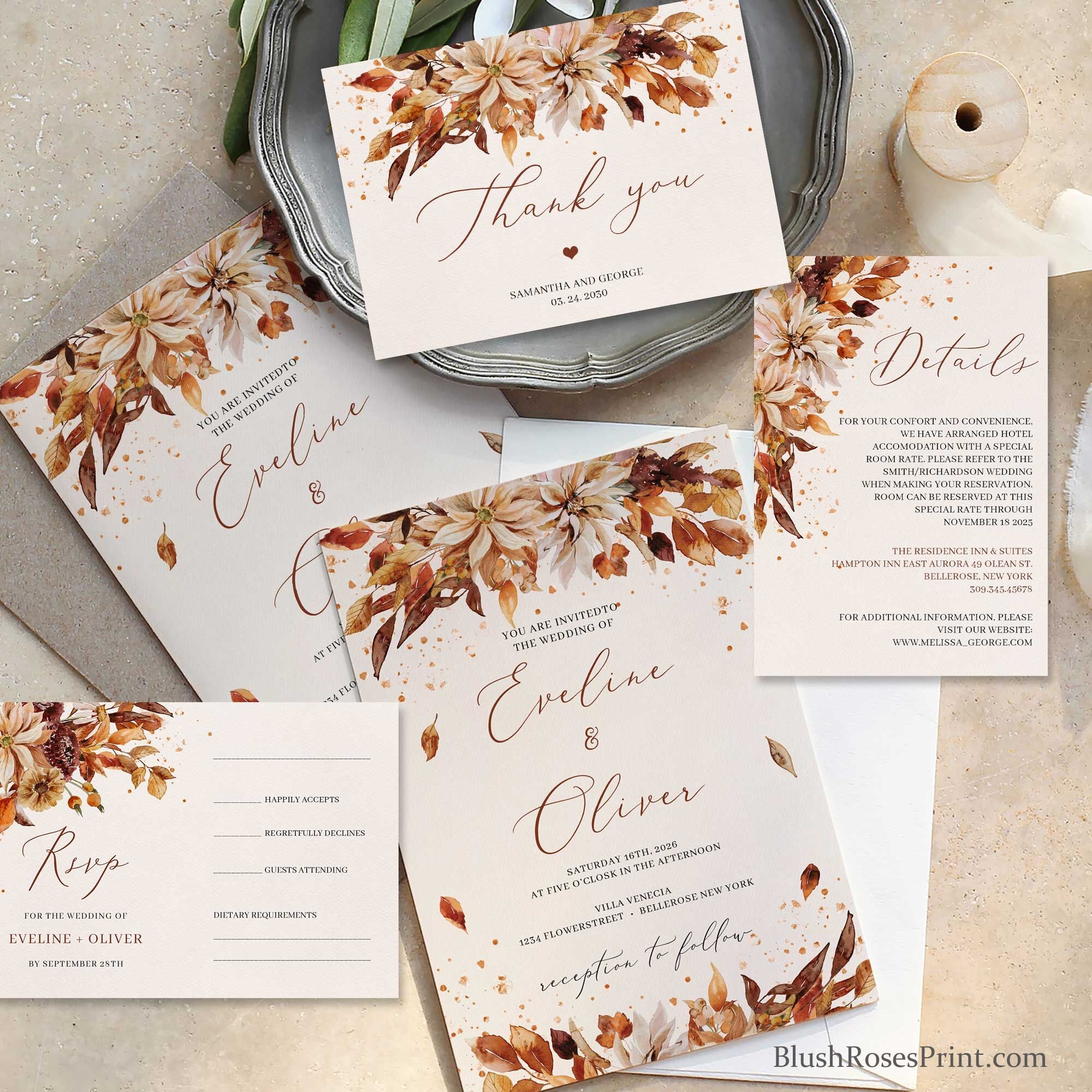 Printable Editable Fall Invitations