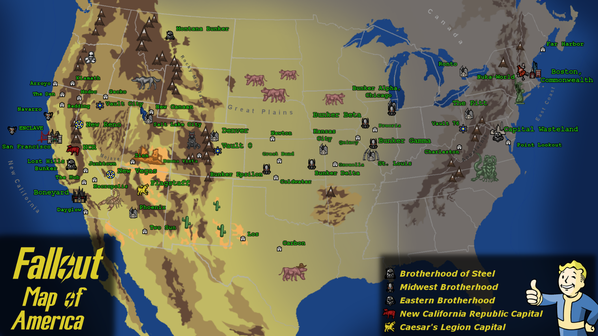 Fallout America Wasteland Map Fan Made Poster Brand New EBay