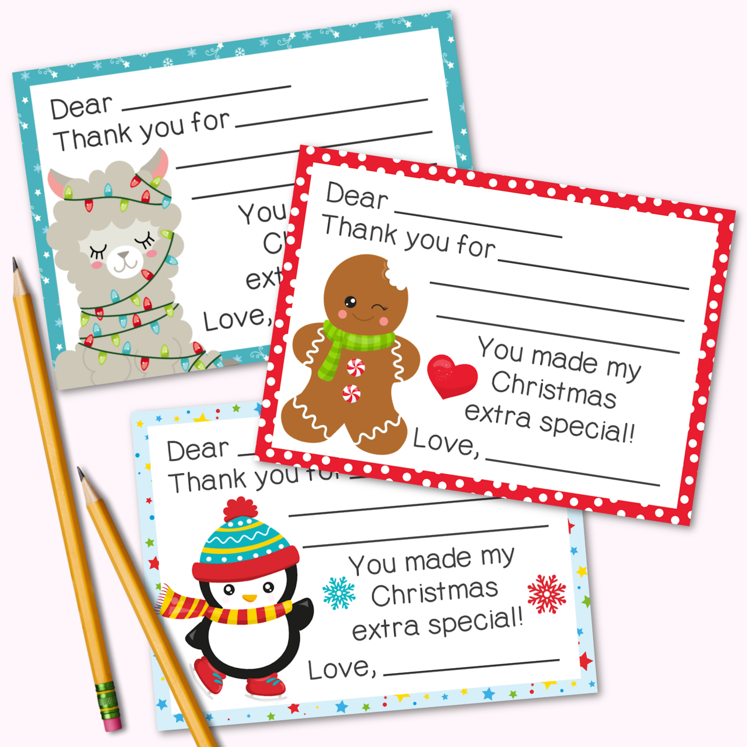 Fill in the Blank Christmas Thank You Cards Free Printable