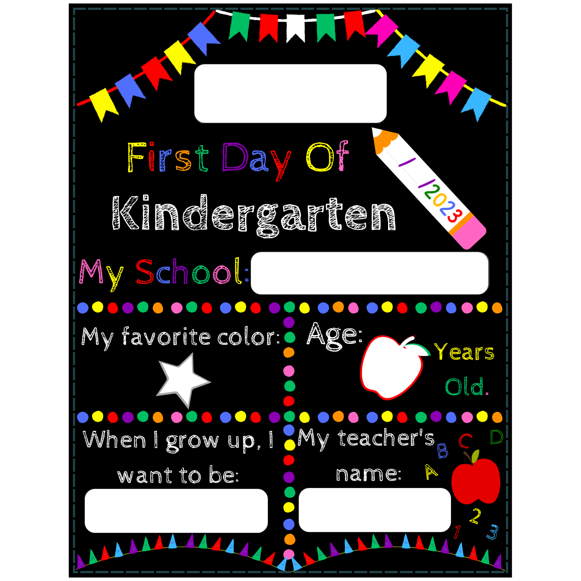 Editable First Day Of School Chalkboard Printables