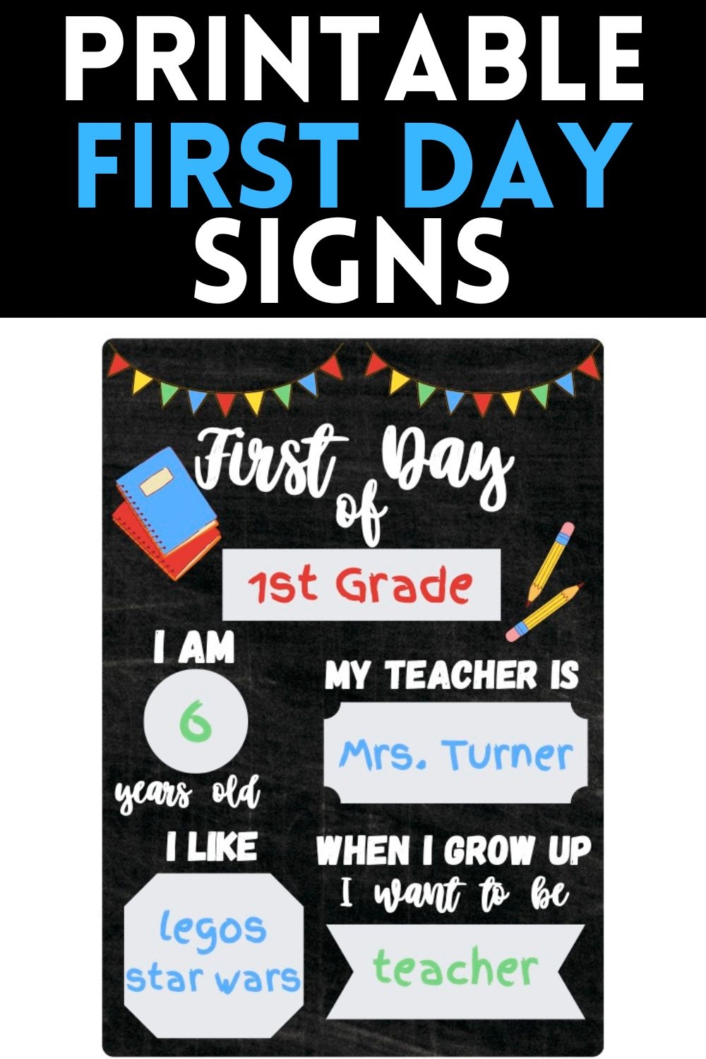 First Day Of School Chalkboard Free Printables 