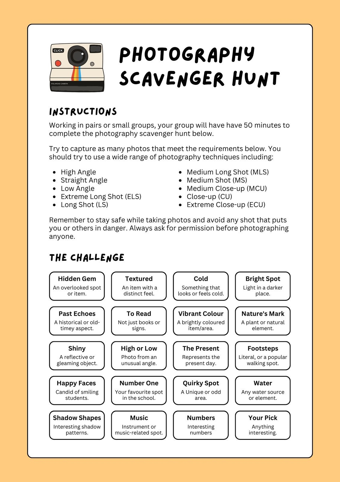 Printable Editable Scavenger Hunt Template