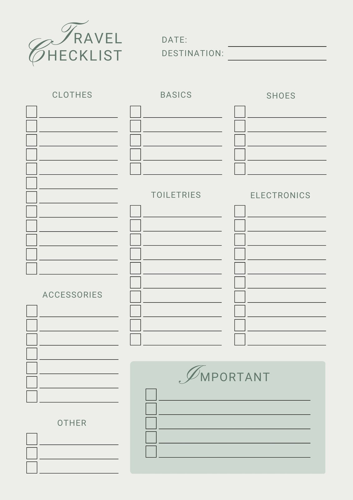 Printable Packing List Editable Free