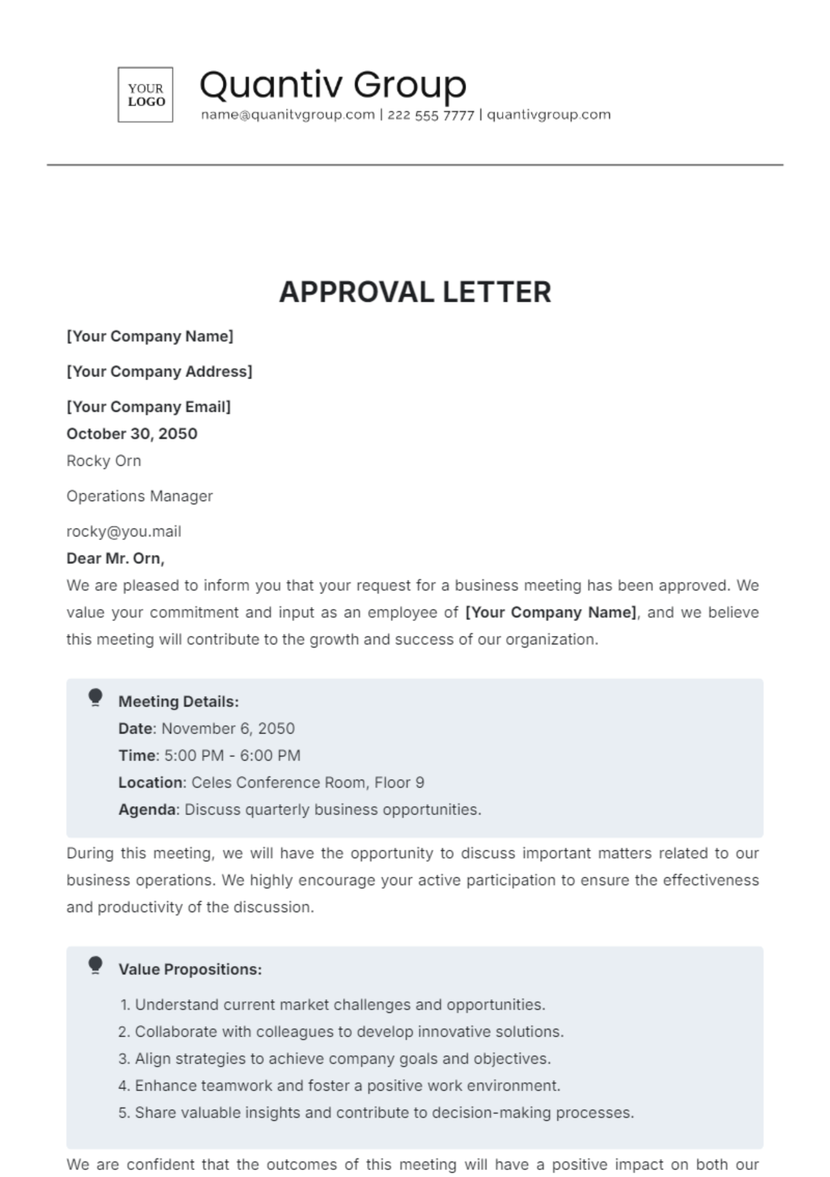 Free Approval Letter Templates Editable And Printable