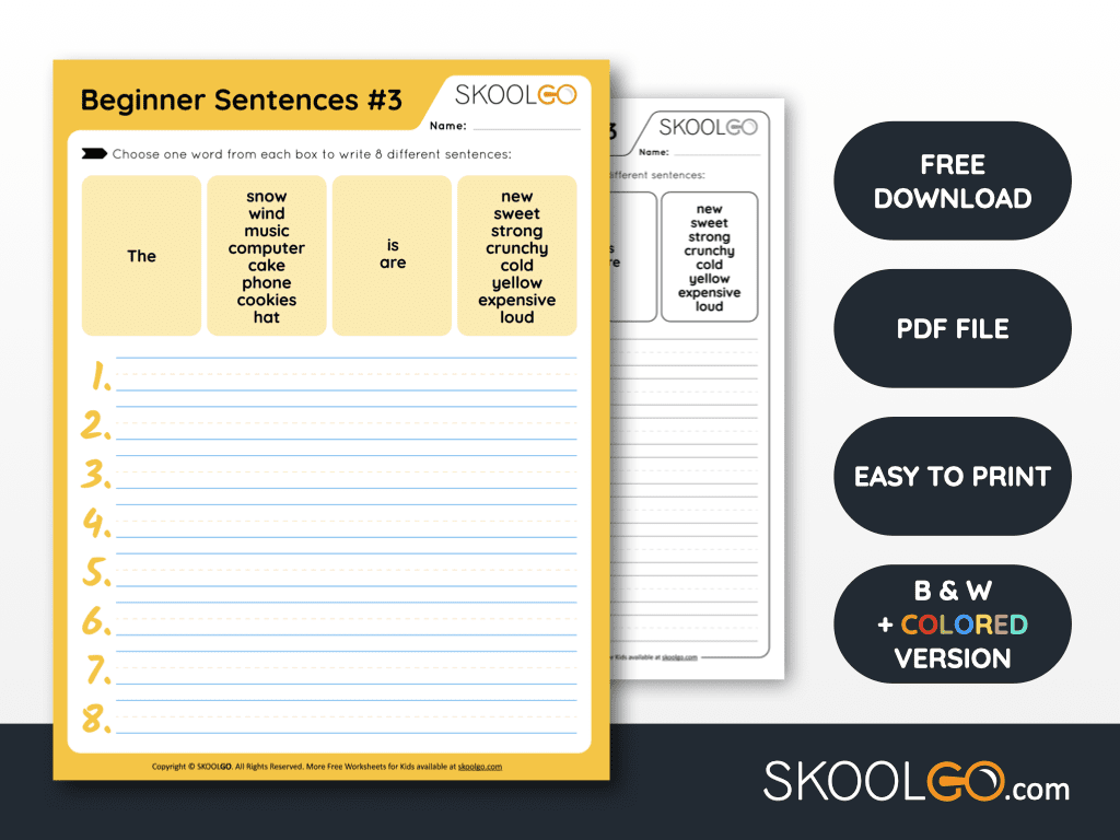 Free Printable Editable Sentences For Kindergarten