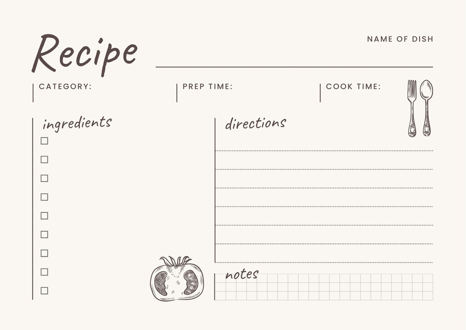 Recipe Cards Free Printable Editable