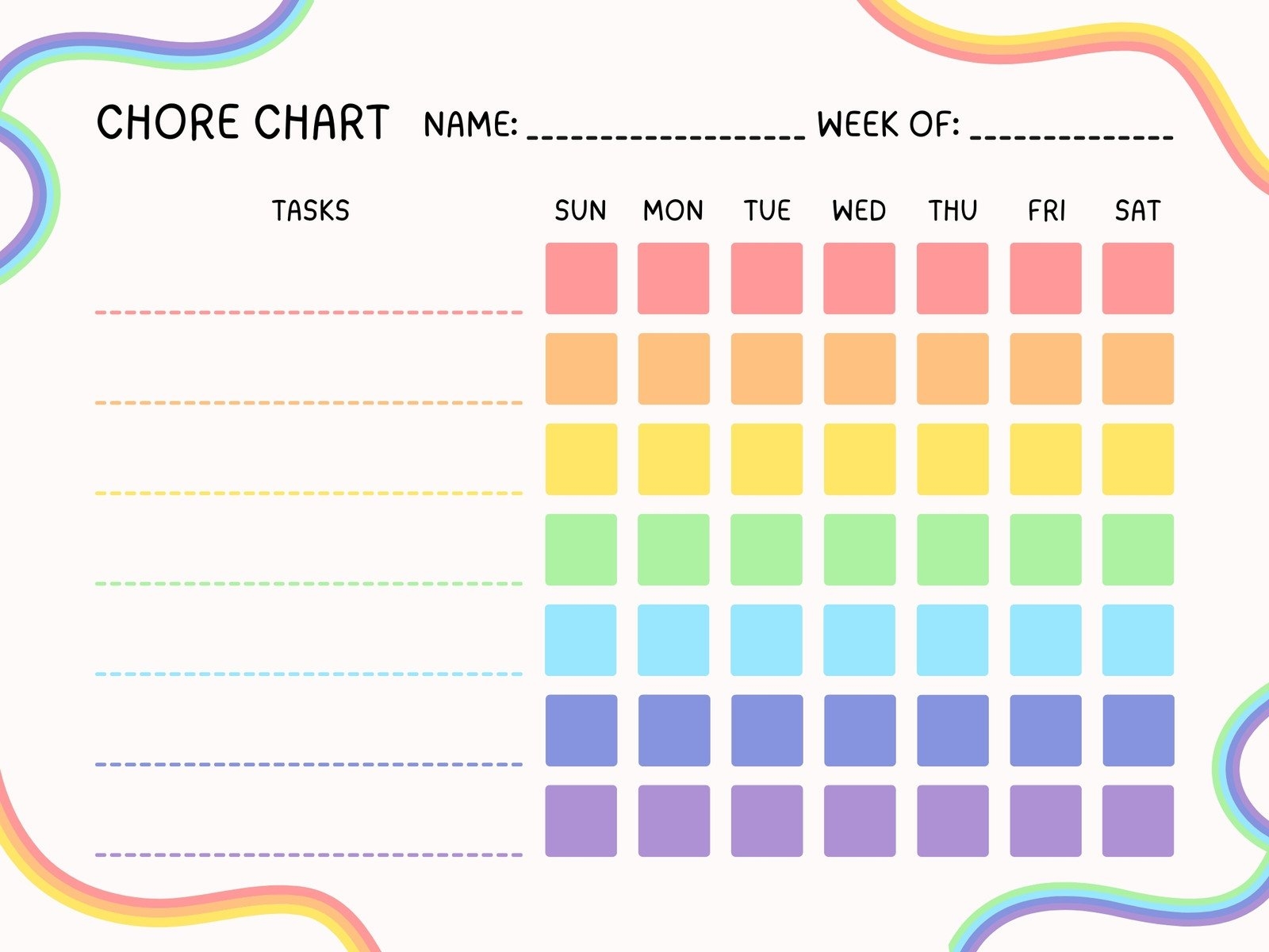 Printable Editable Spreadsheet With Household Chores